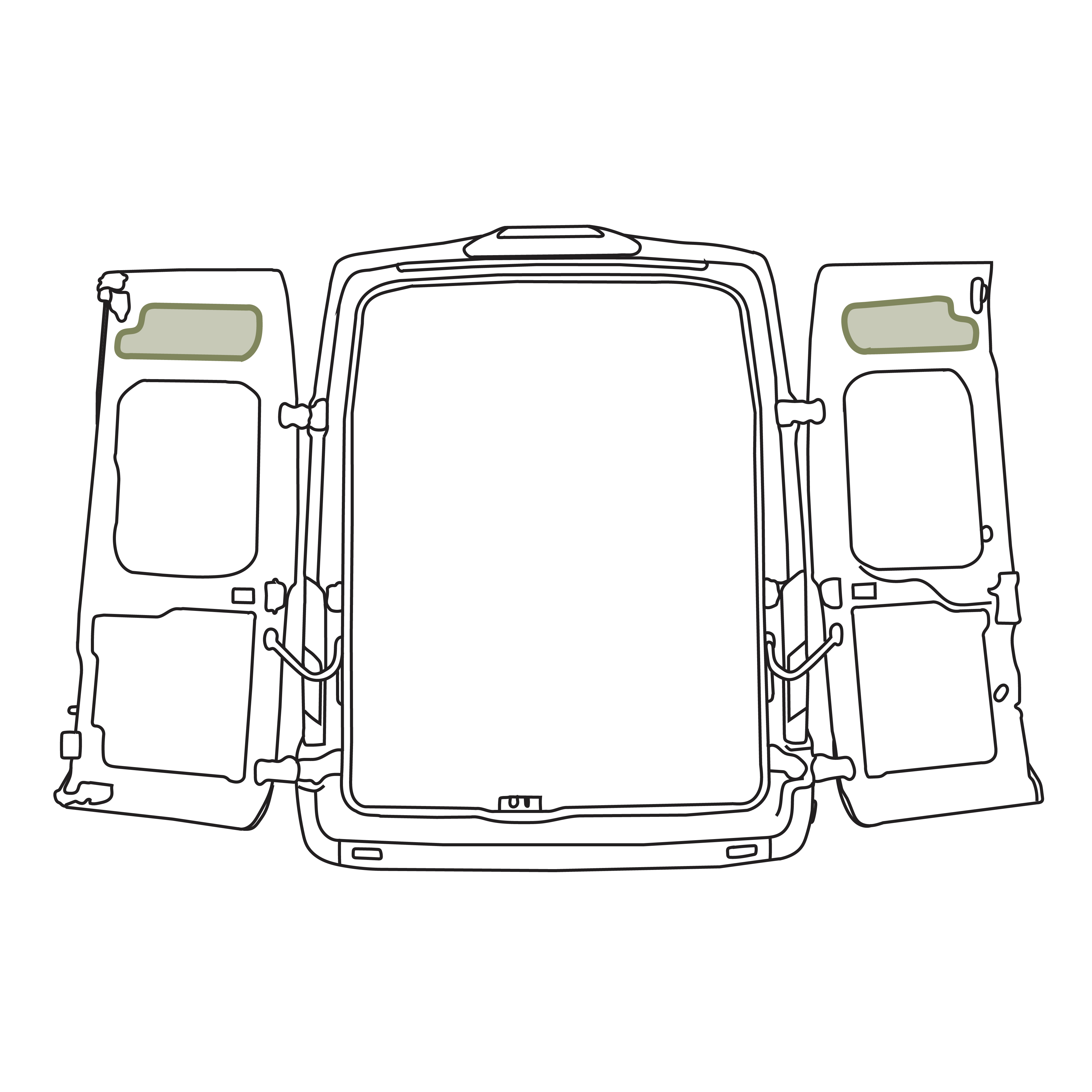 VanEssential Ford Transit Rear Door Storage Panels (Pair) - Upper