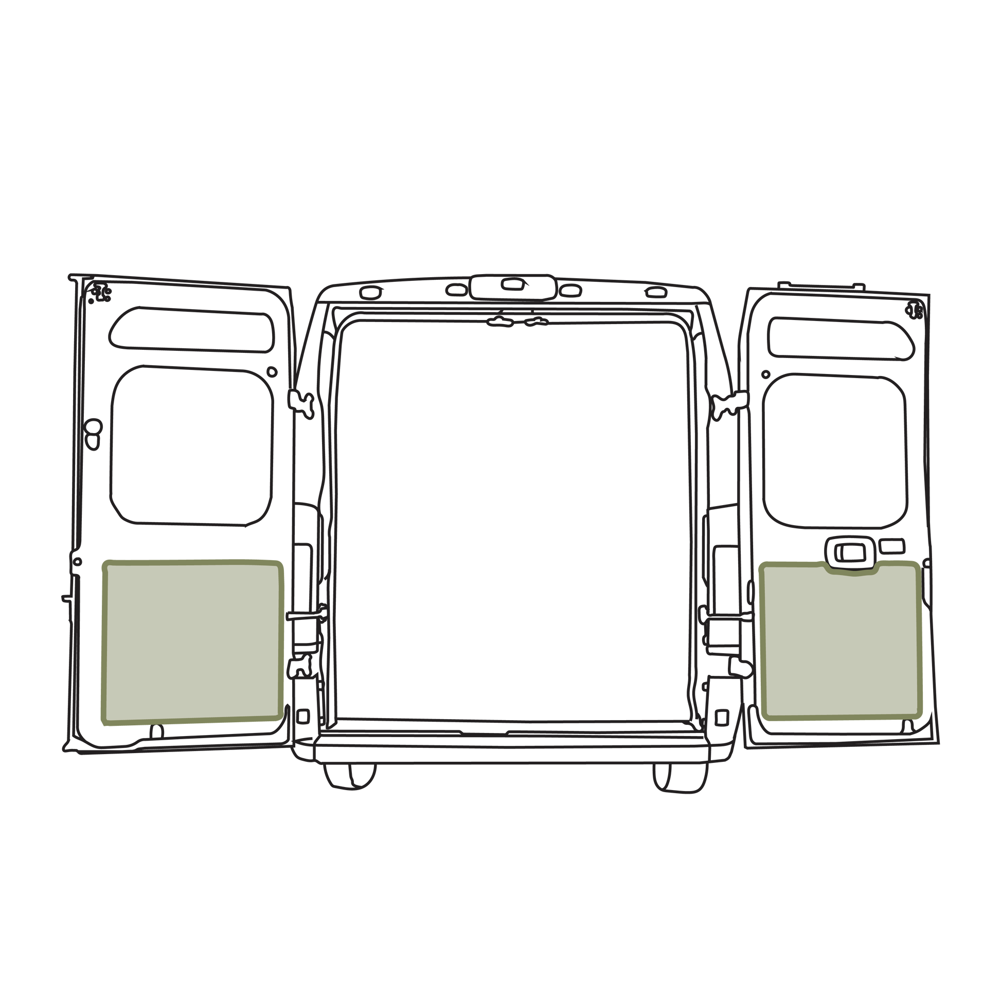 VanEssential Ram Promaster Rear Door Storage Panels - Lower