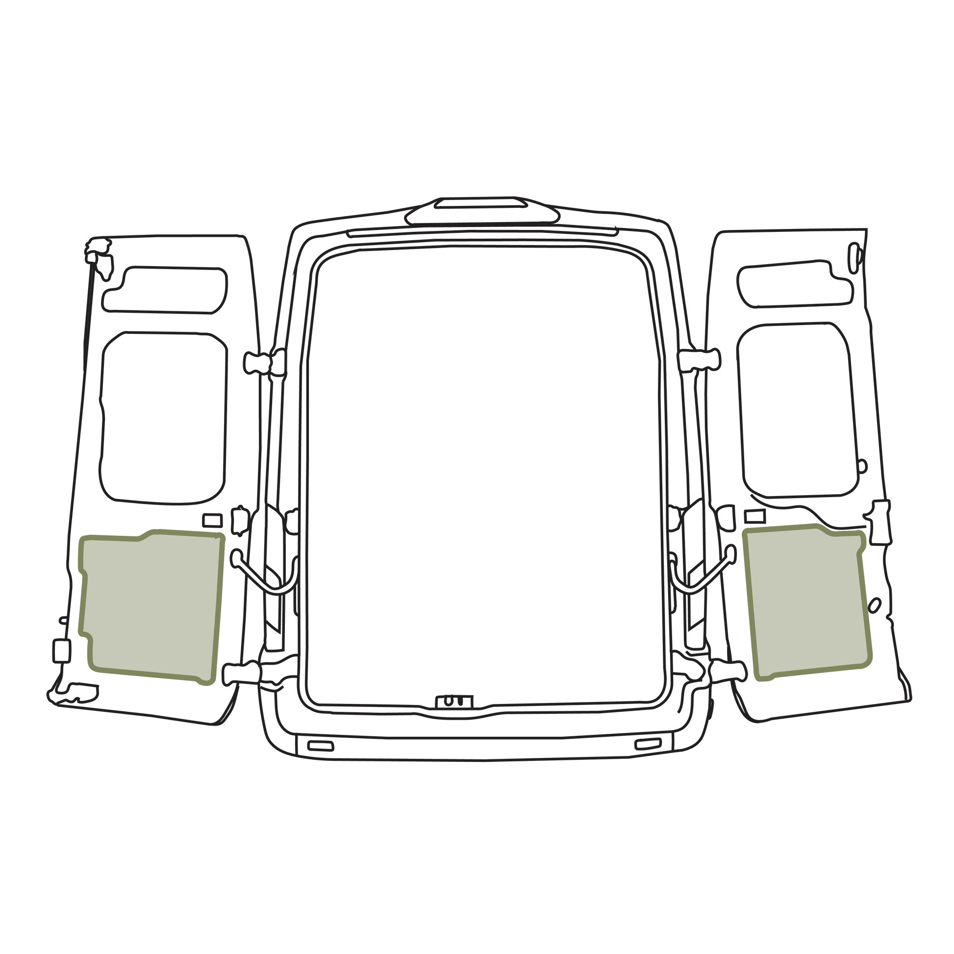 VanEssential Ford Transit Rear Door Storage Panels (Pair) - Lower