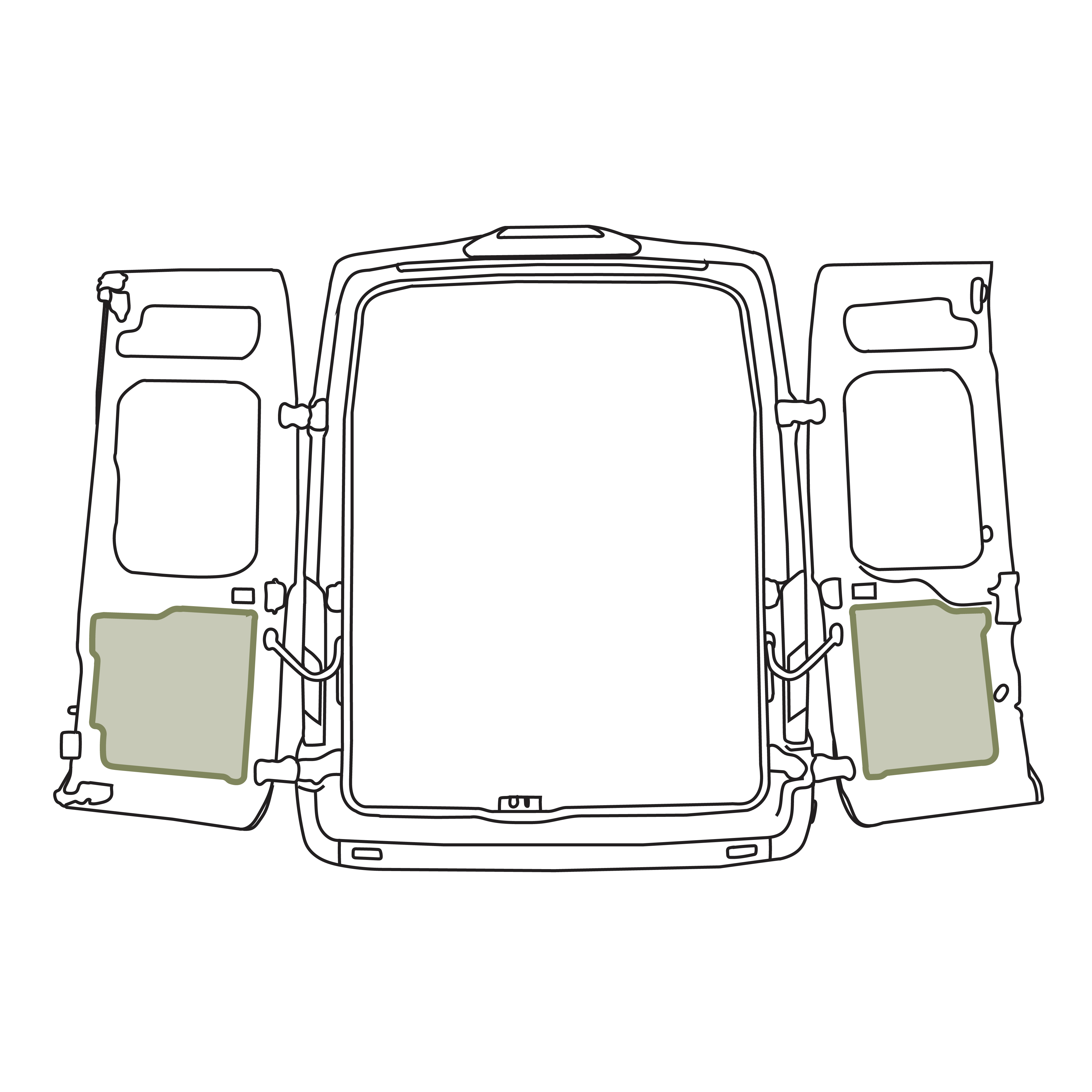 VanEssential Ford Transit Rear Door Storage Panels (Pair) - Lower