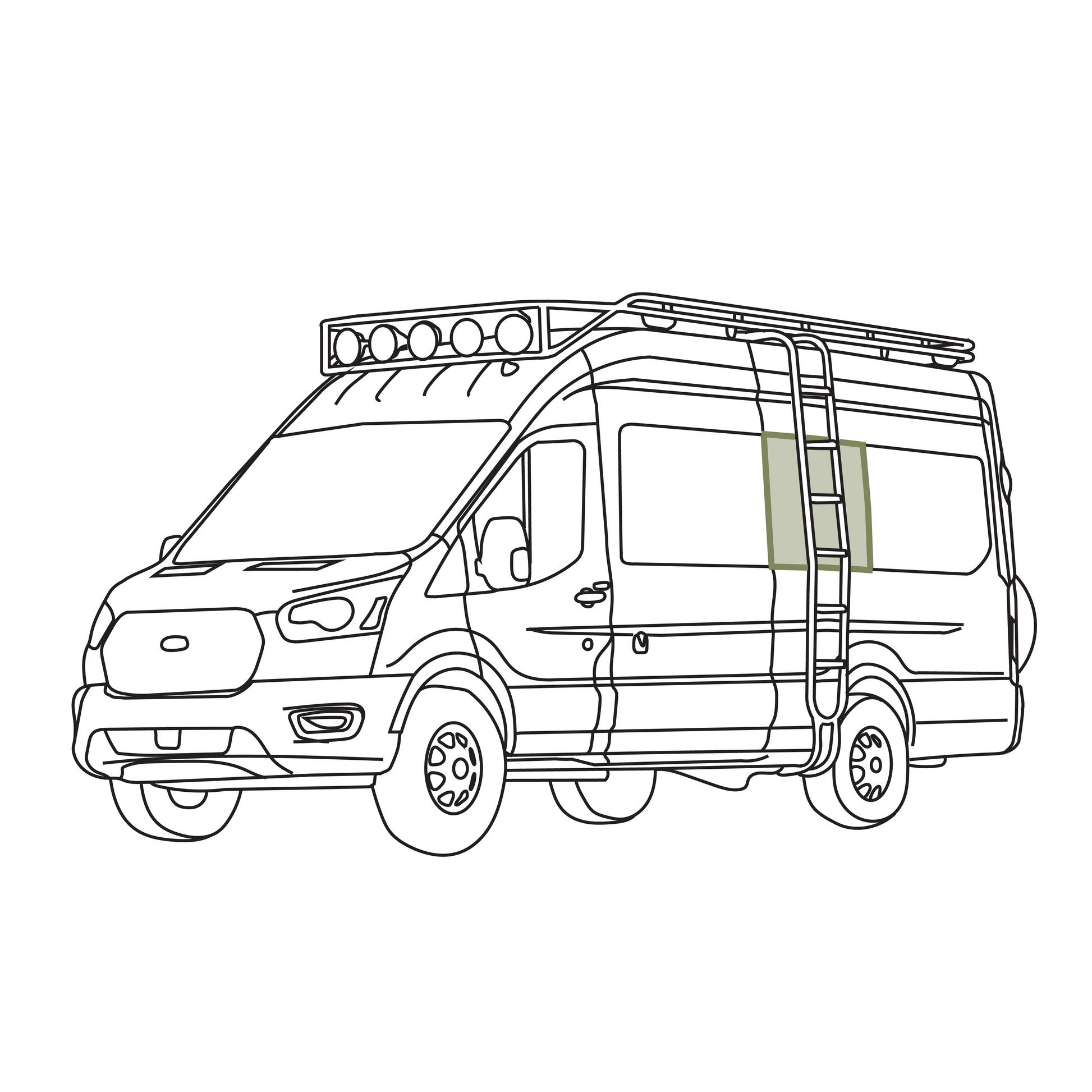 VanEssential Ford Transit Stealth Middle Panel Window Cover