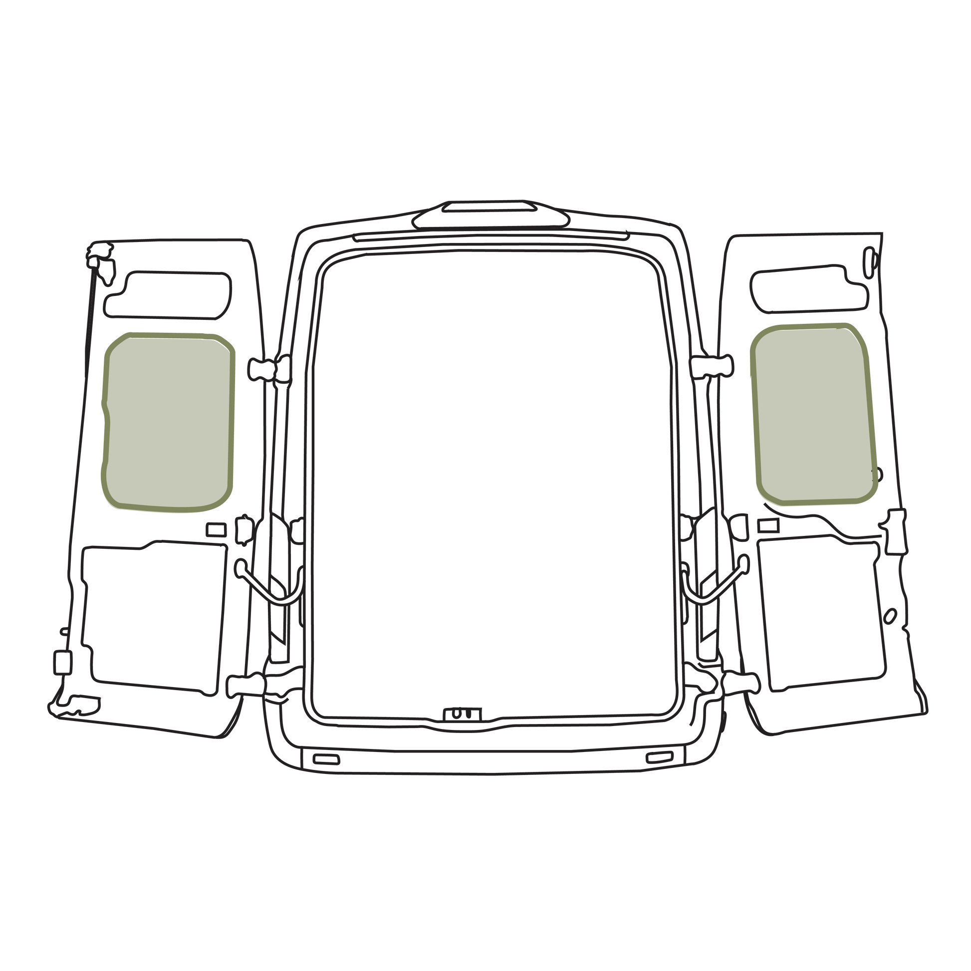 VanEssential Ford Transit Rear Door Storage Panels (Pair) - Middle