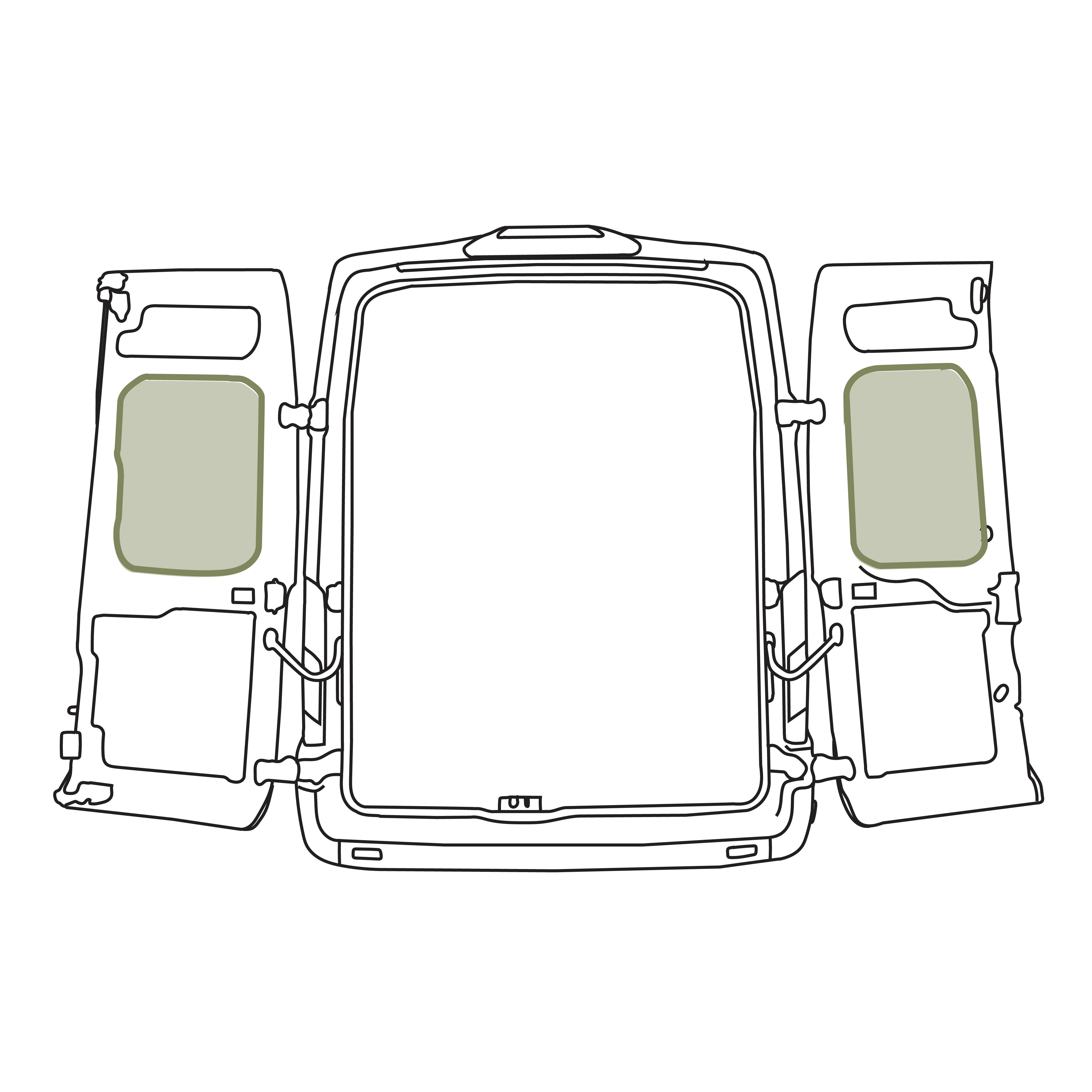 VanEssential Ford Transit Rear Door Storage Panels (Pair) - Middle