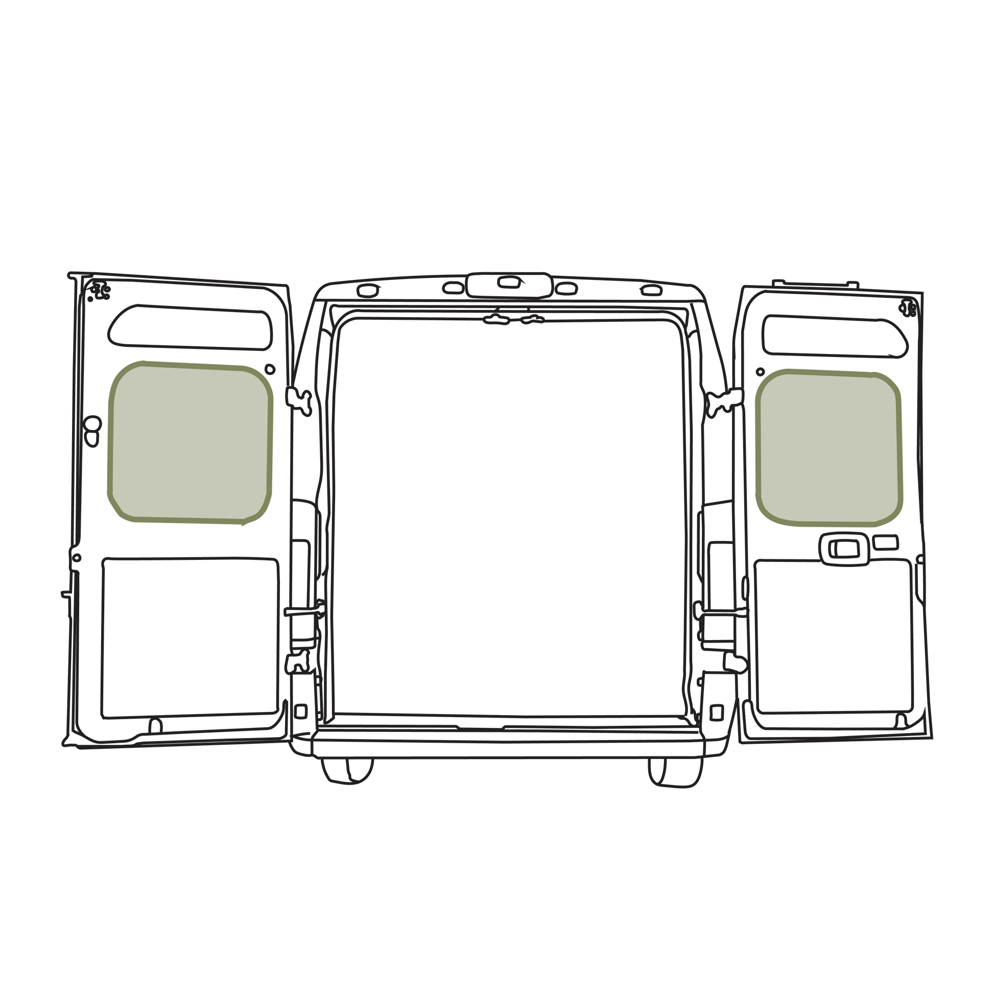 VanEssential Ram Promaster Rear Door Storage Panels (Pair) - Middle