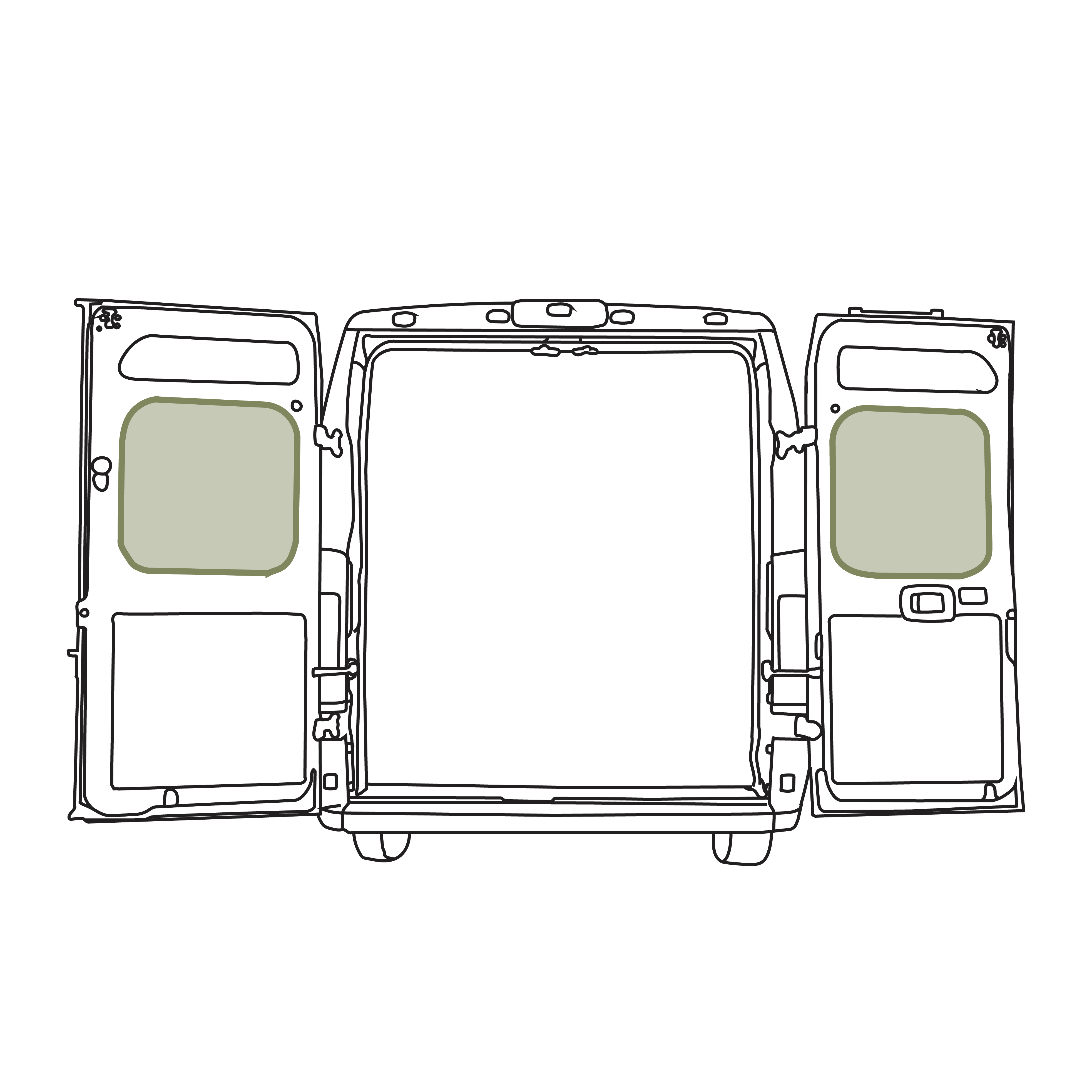 VanEssential Ram Promaster Rear Door Storage Panels (Pair) - Middle