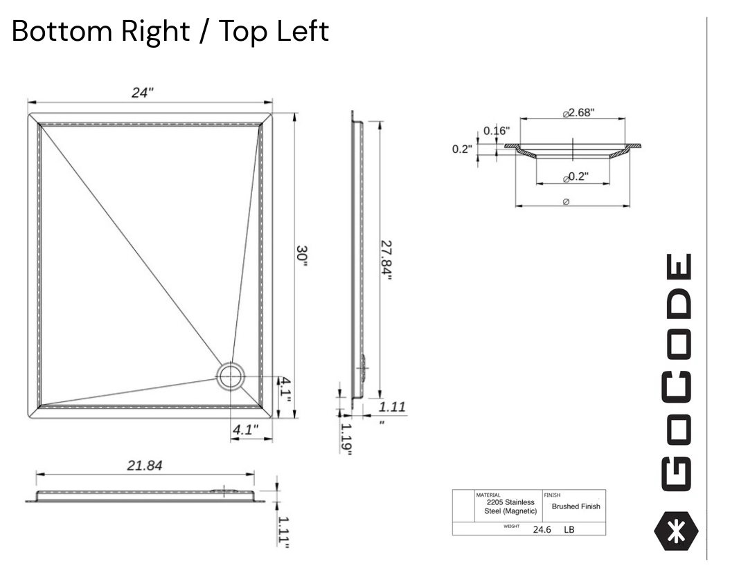 Tetravan Flush Mounting (In-Floor) Shower Pan - Stainless Steel