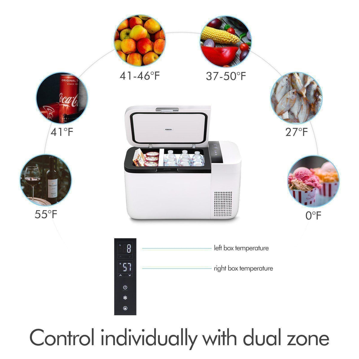 ICECO GO20 12/24V Dual Zone Portable Refrigerator Freezer 20L