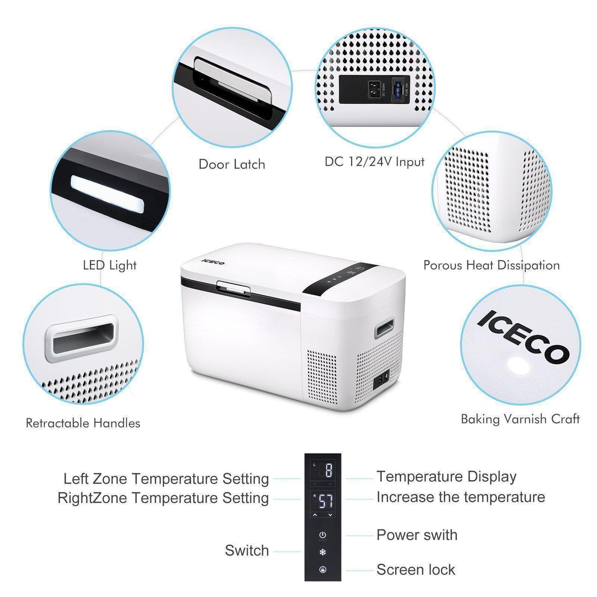 ICECO GO20 12/24V Dual Zone Portable Refrigerator Freezer 20L