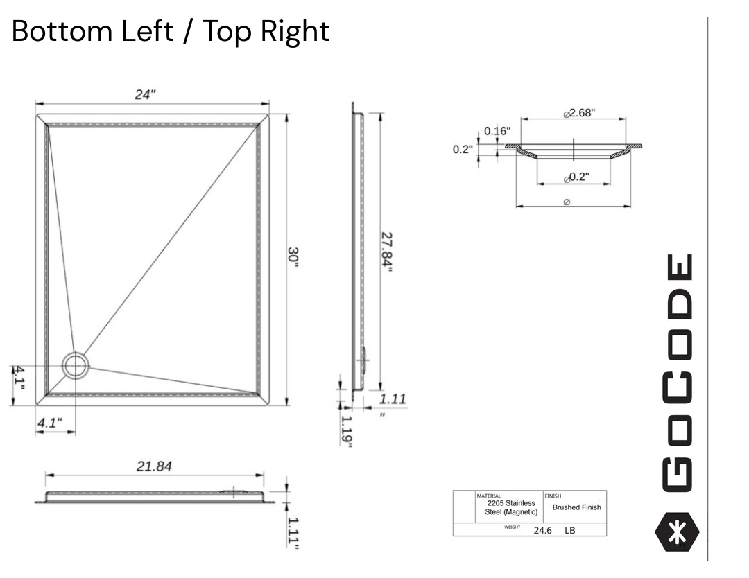 Tetravan Flush Mounting (In-Floor) Shower Pan - Stainless Steel