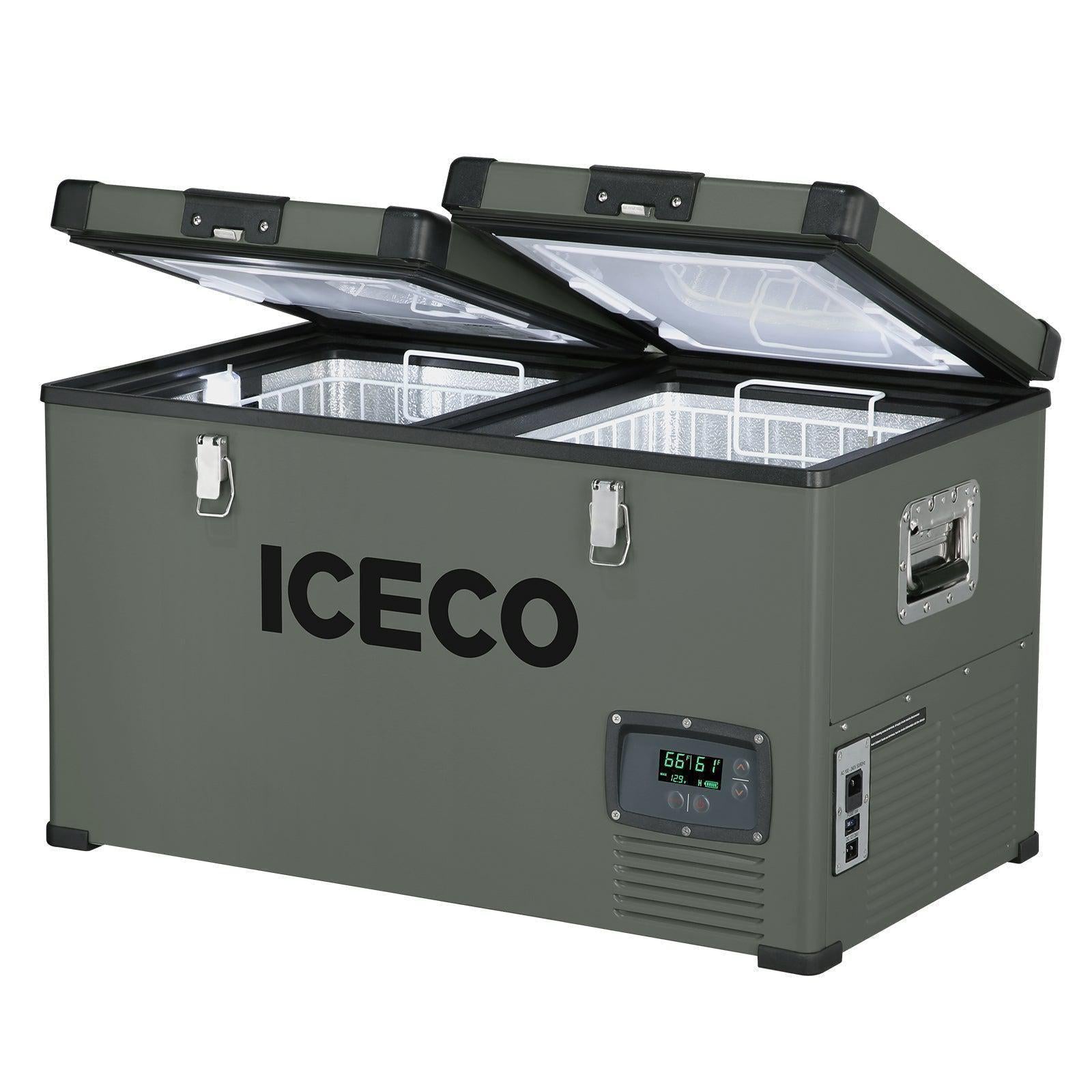 ICECO VL60 12/24V Dual Zone Metal Refrigerator Freezer with Insulated Cover 60L