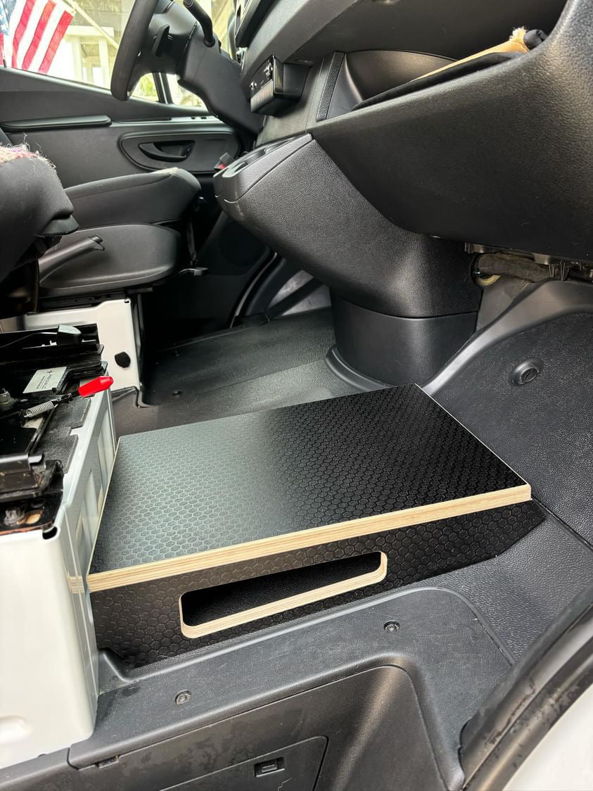 Mercedes Sprinter Passenger Seat Foot Stool + Storage Platform - Black Hex