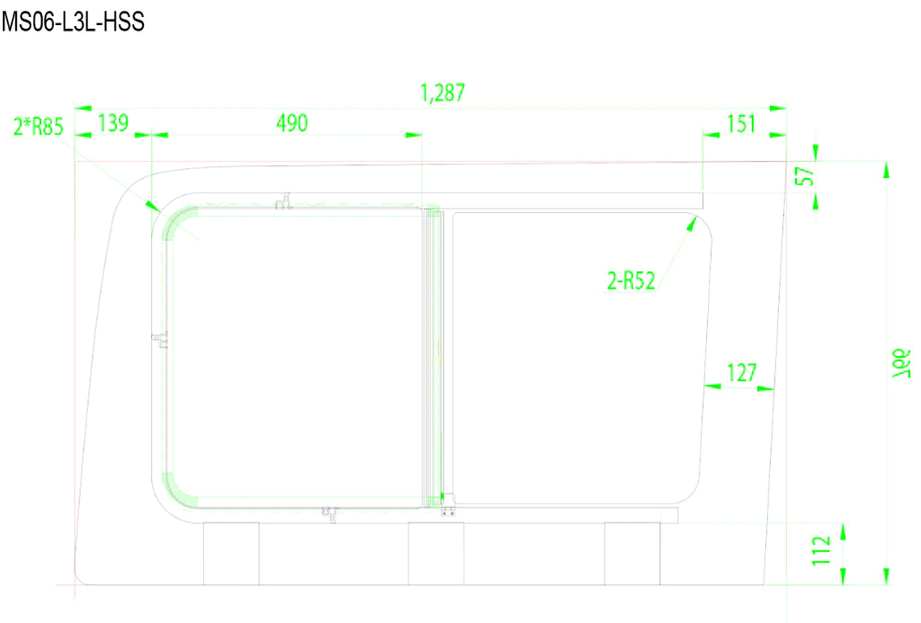 AM Auto – Sprinter – Driver Side – Rear Window – Half Slider w/ Screen – 170" WB