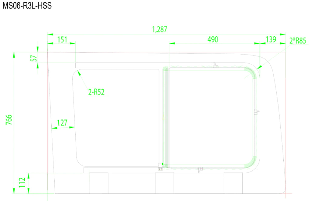 AM Auto - Sprinter - Passenger Side - Rear Window - Half Slider w/ Screen - 170" & 170" EXT WB