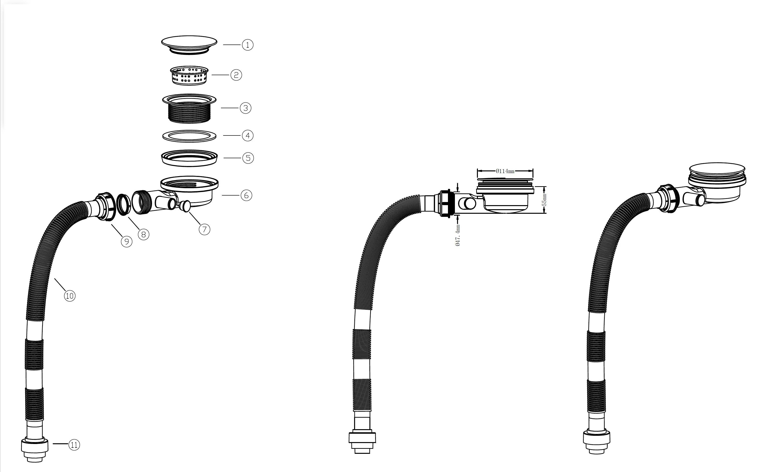 Tec Vanlife Low Profile Drain Kit 3-1/2"