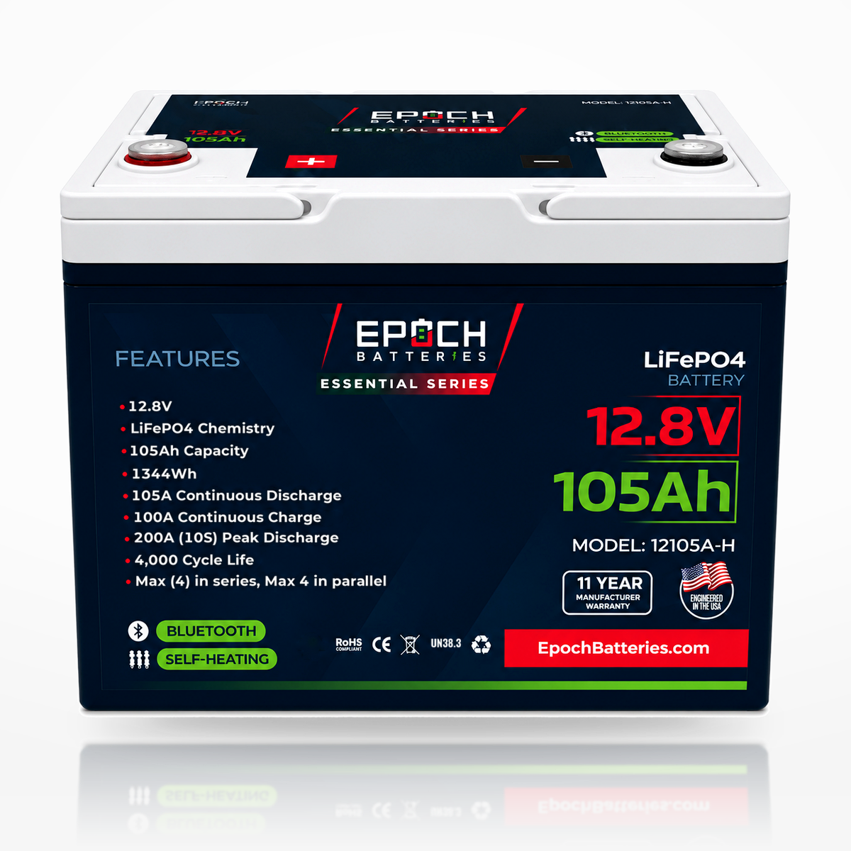 Epoch-12V 105Ah Essential Series LiFePO4 Lithium Battery (1.34kWh)