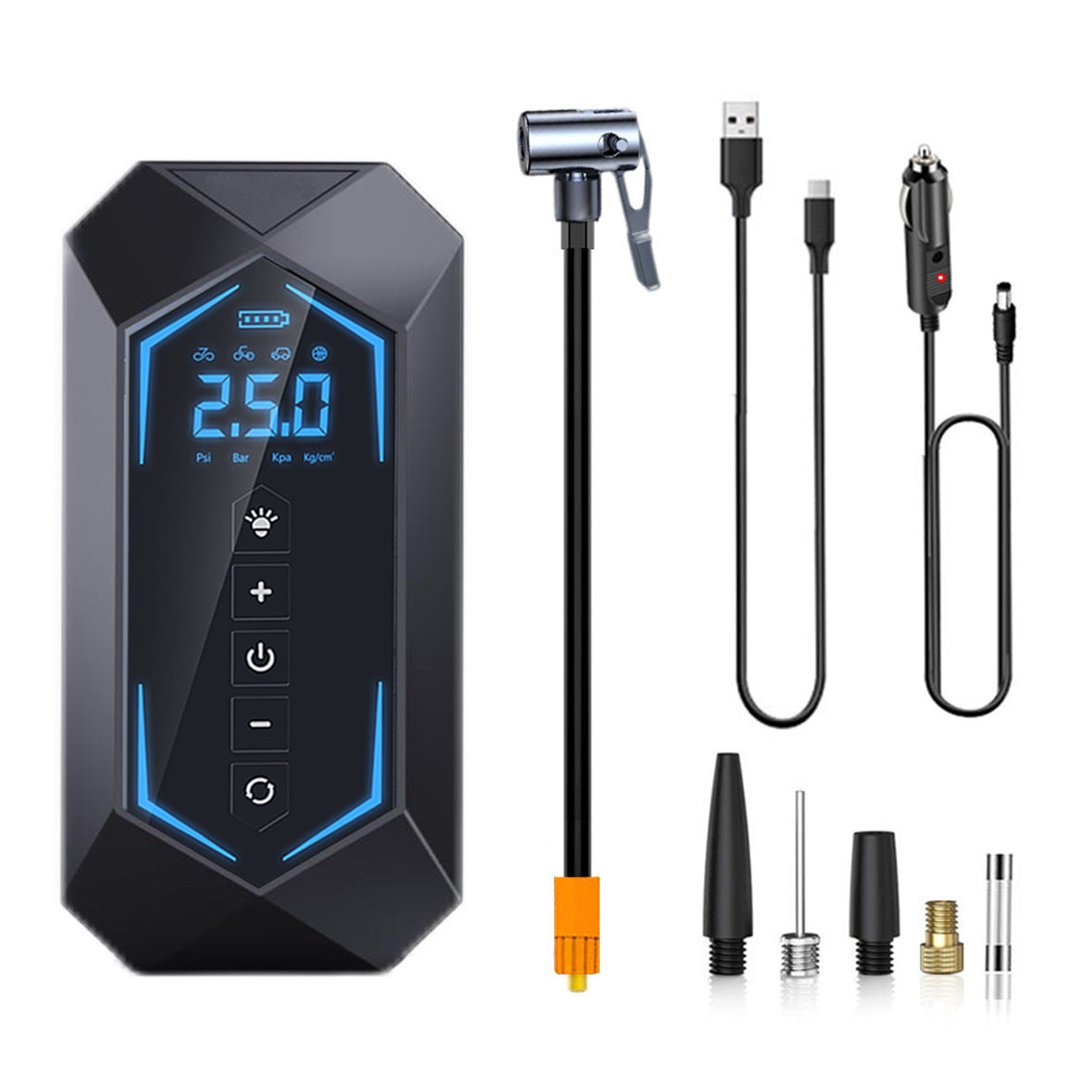 Portable Wireless Air Pump – 12V Rechargeable Tire & Flat-Jack Inflator