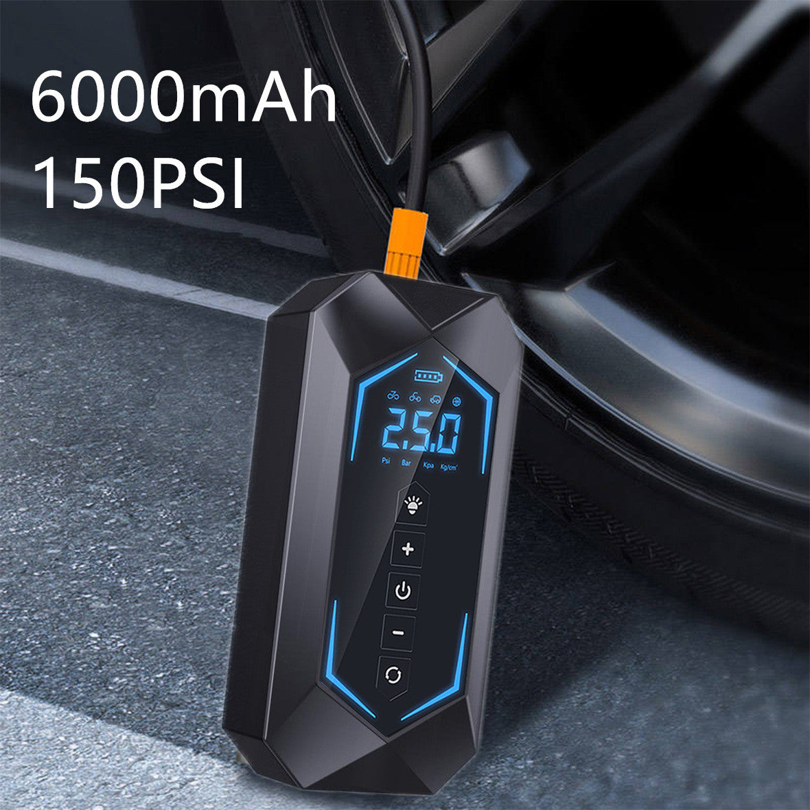 Portable Wireless Air Pump – 12V Rechargeable Tire & Flat-Jack Inflator