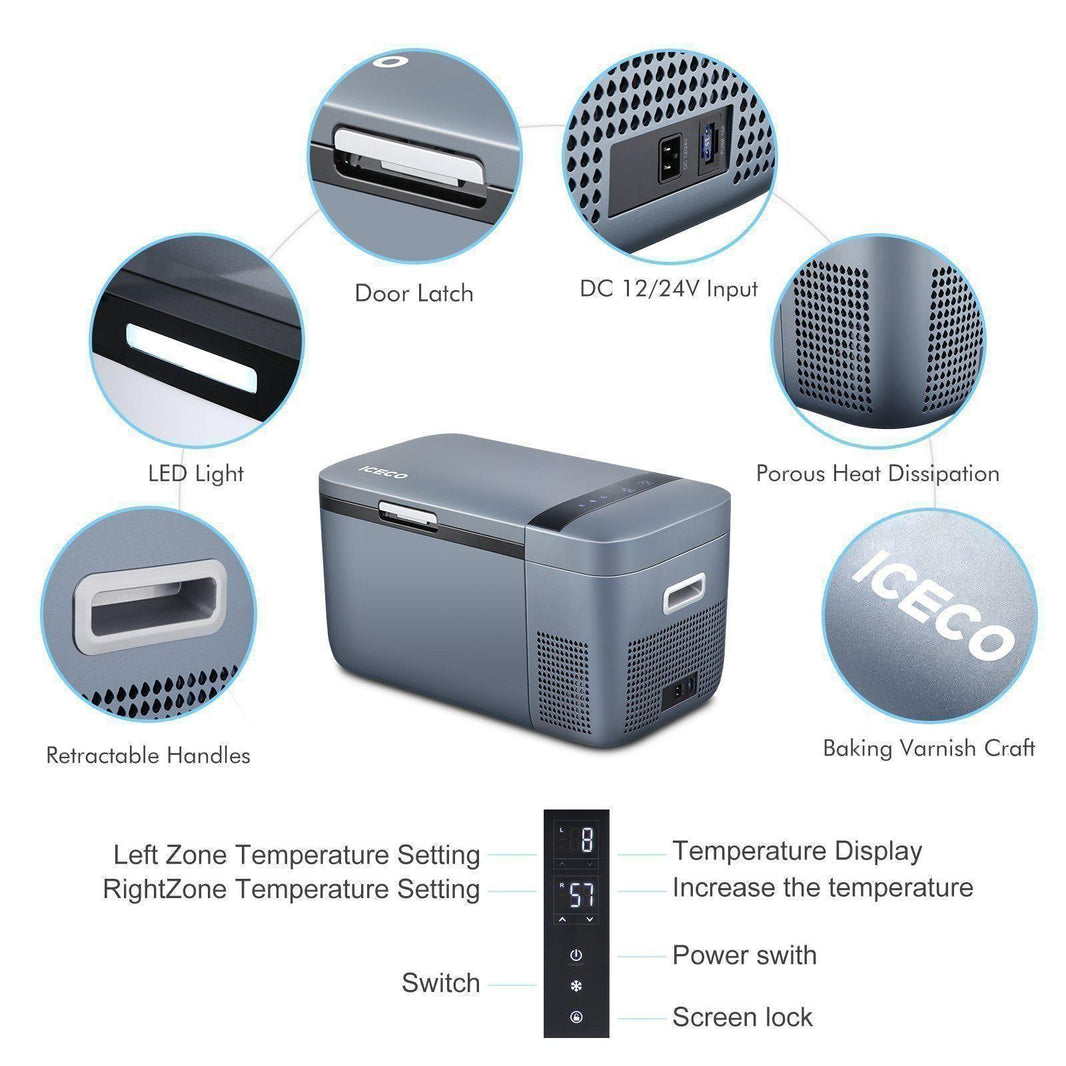 ICECO GO20 12/24V Dual Zone Portable Refrigerator Freezer 20L