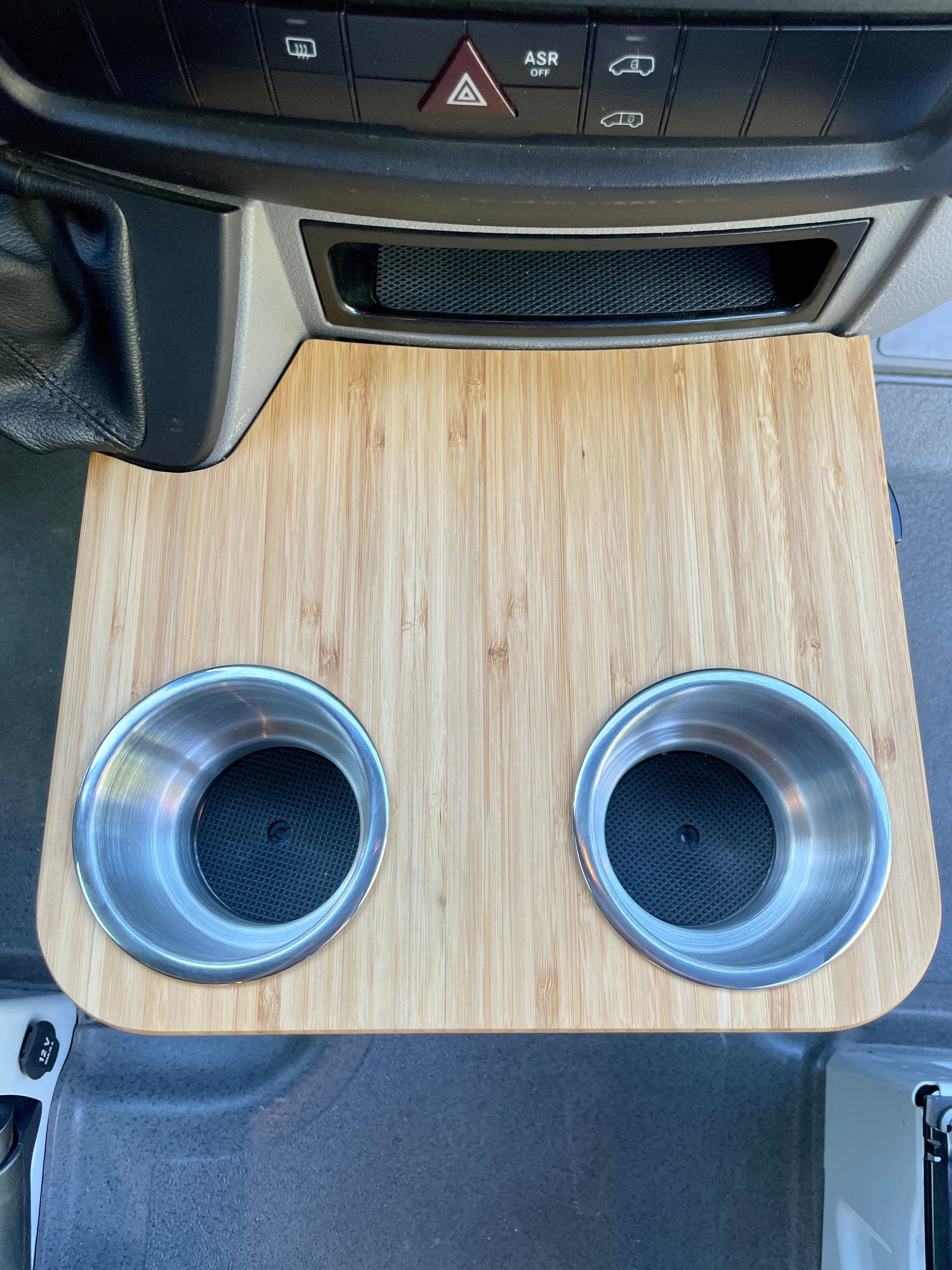 Mercedes Sprinter Front Cup Holder & Snack Tray - Bamboo (2007-2018)