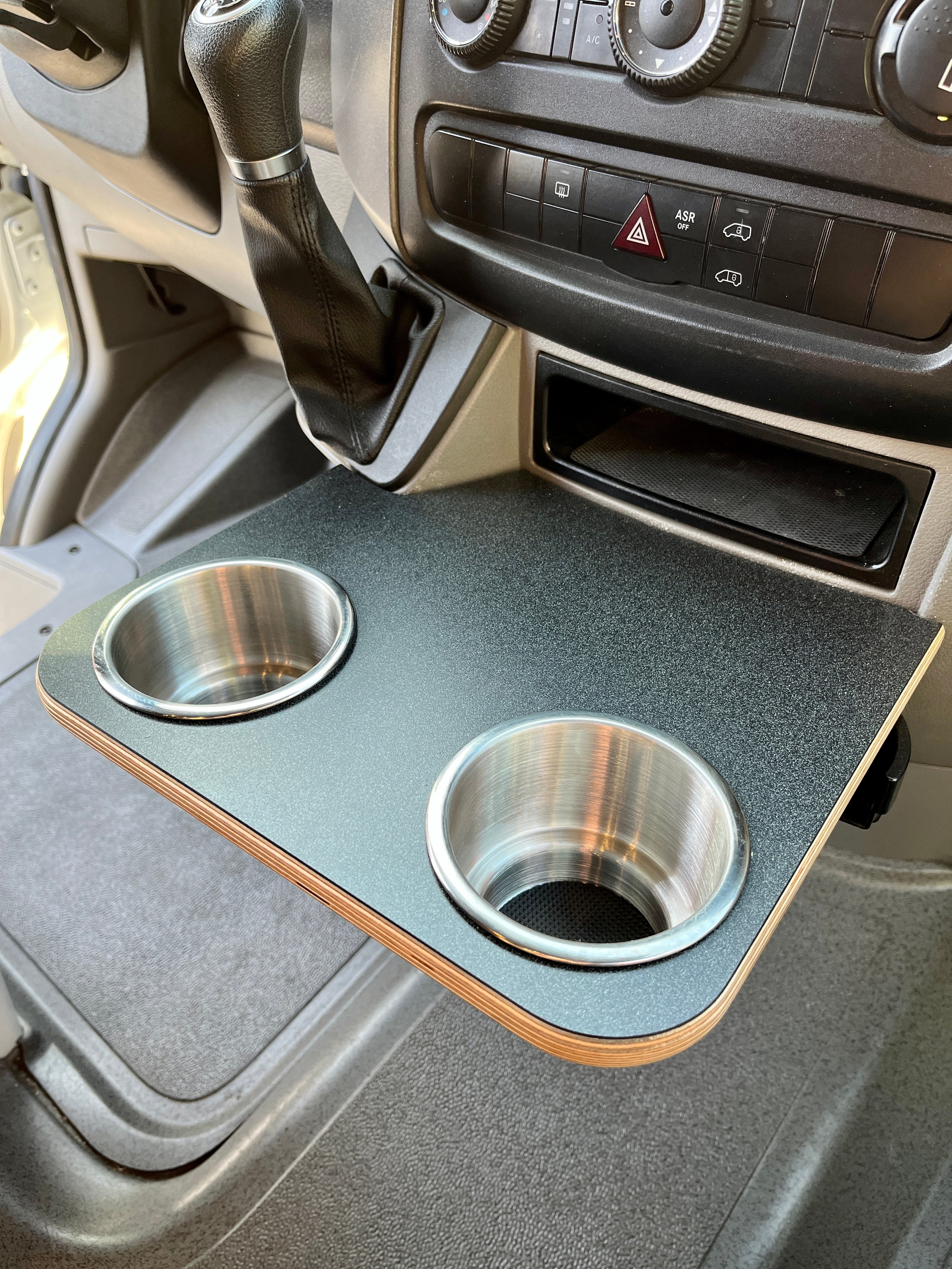 Mercedes Sprinter Front Cup Holder & Snack Tray - Charcoal Matrix (2007-2018)
