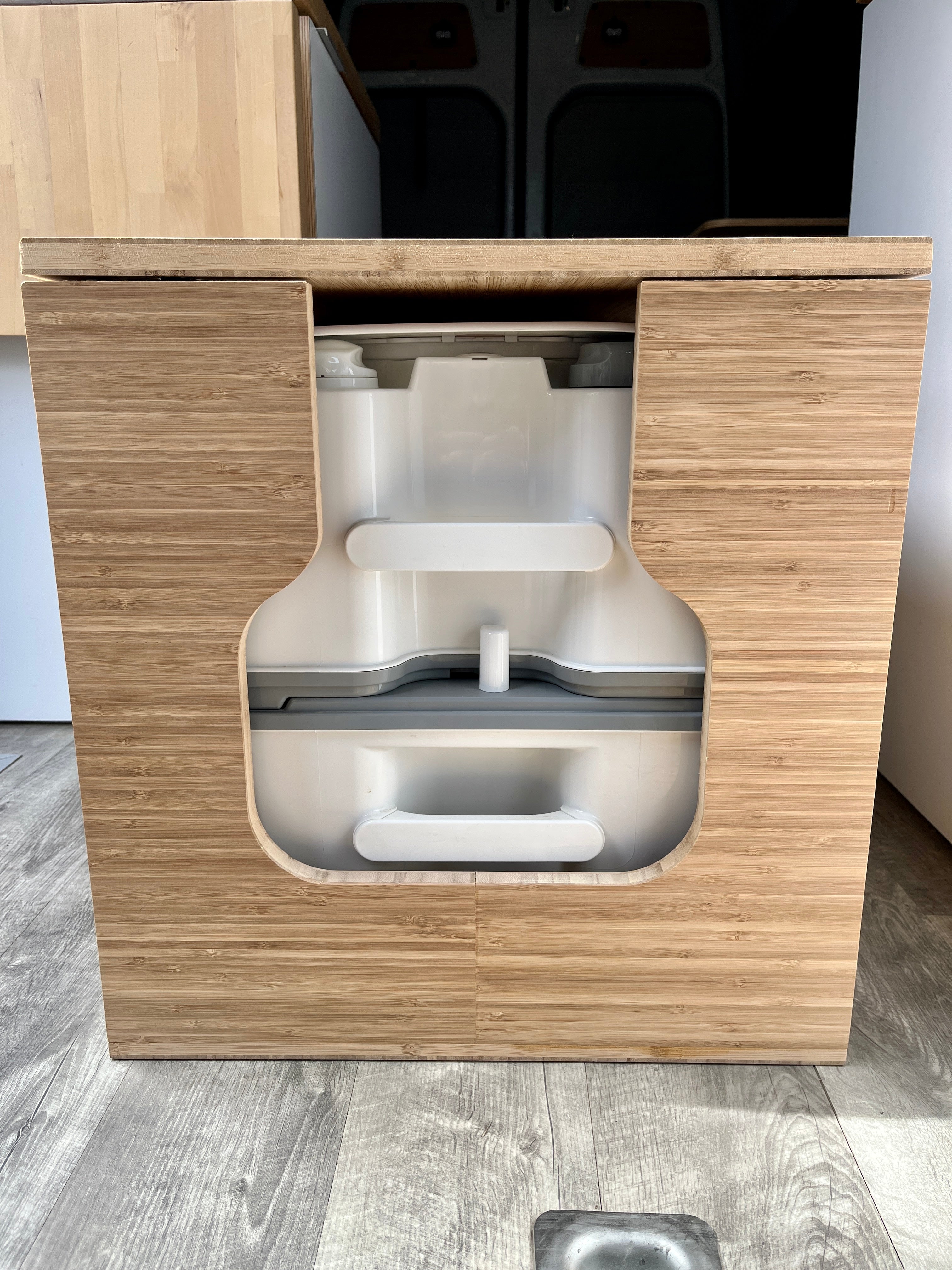 Bamboo Lift Top Cabinet For Thetford Curve Porta Potti 565E/365 Toilets - Flat Pack Kit