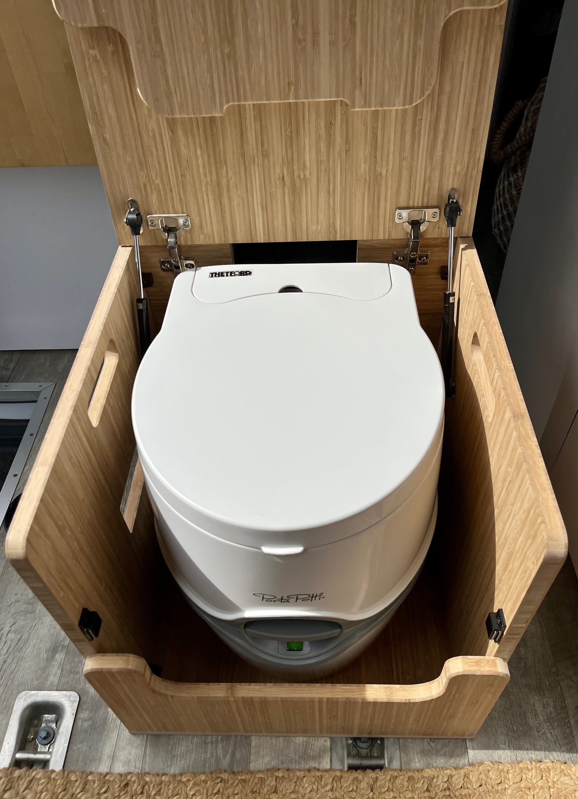 Bamboo Lift Top Cabinet For Thetford Curve Porta Potti 565E/365 Toilets - Flat Pack Kit