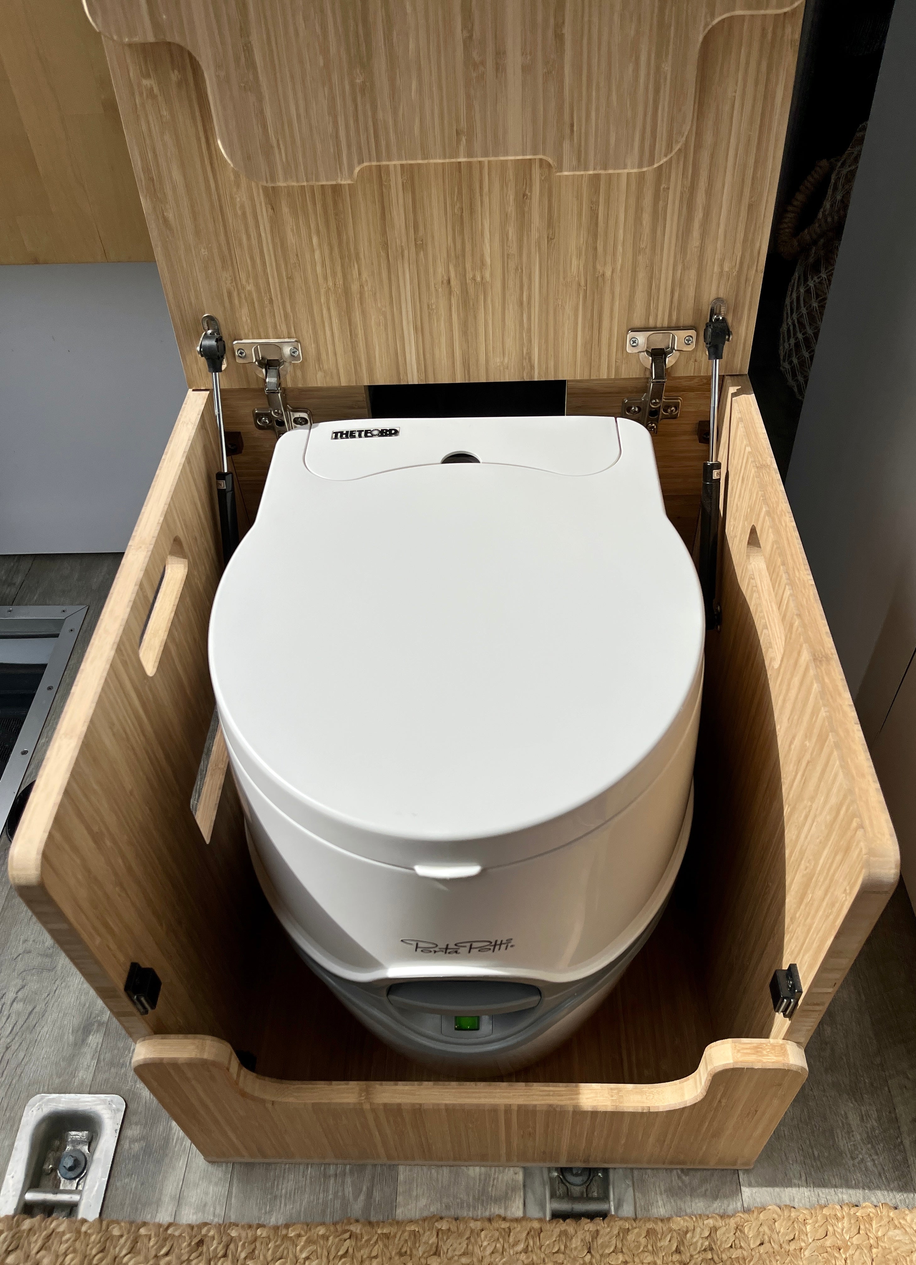 Bamboo Lift Top Cabinet For Thetford Curve Porta Potti 565E/365 Toilets - Flat Pack Kit