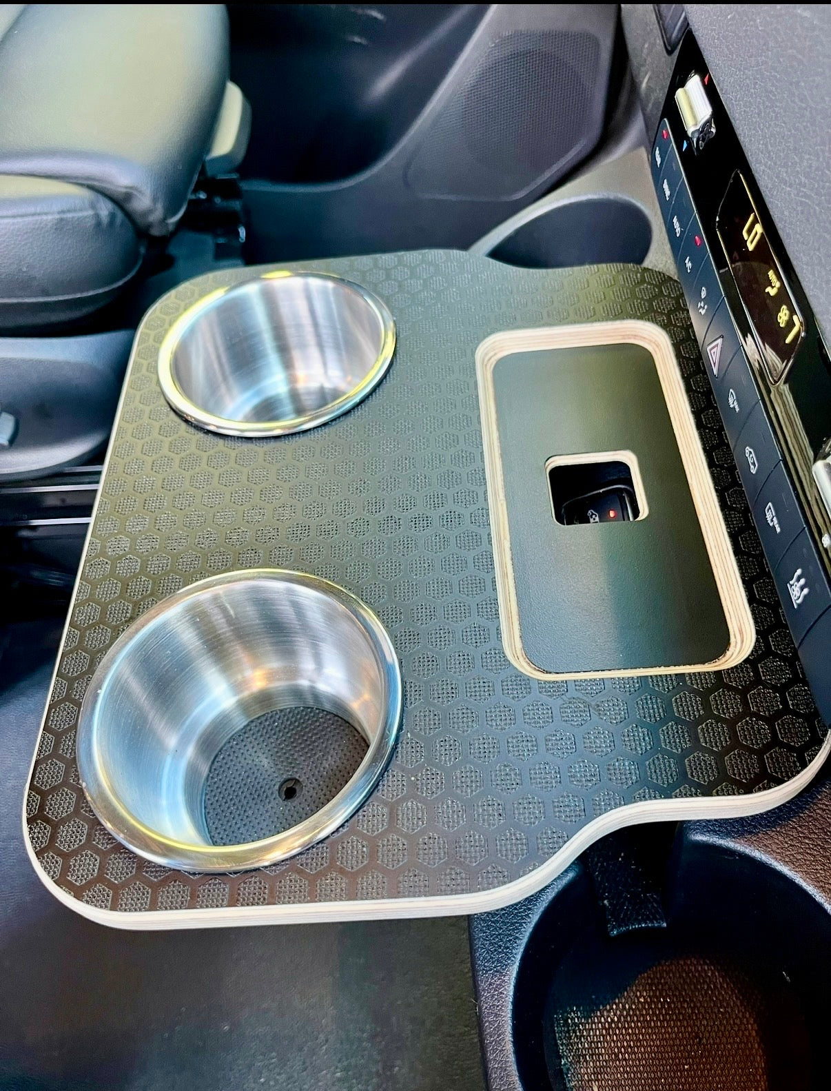 Mercedes Sprinter Front Cup Holder & Snack Tray - Black Hex (2019+)