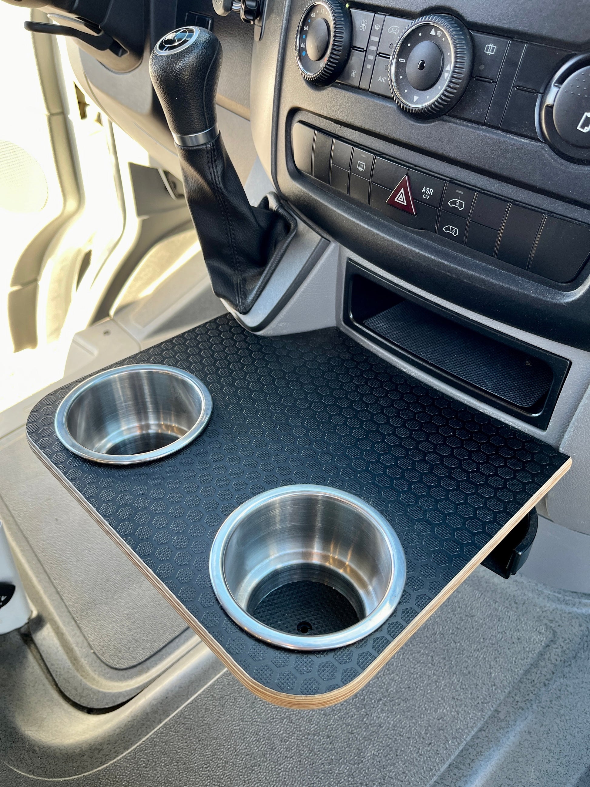 Mercedes Sprinter Front Cup Holder & Snack Tray - Black Hex (2007-2018)