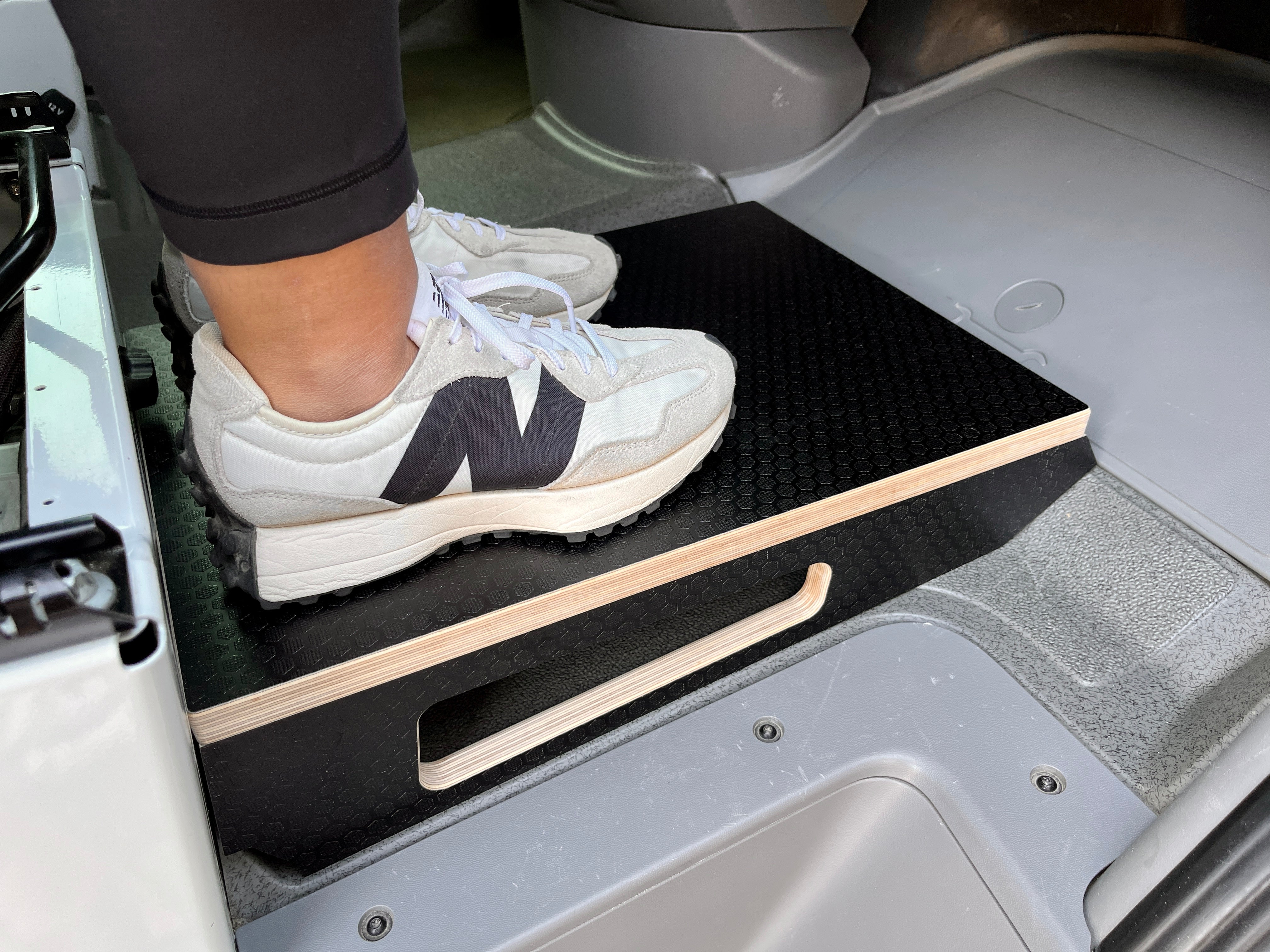 Mercedes Sprinter Passenger Seat Foot Stool + Storage Platform - Black Hex