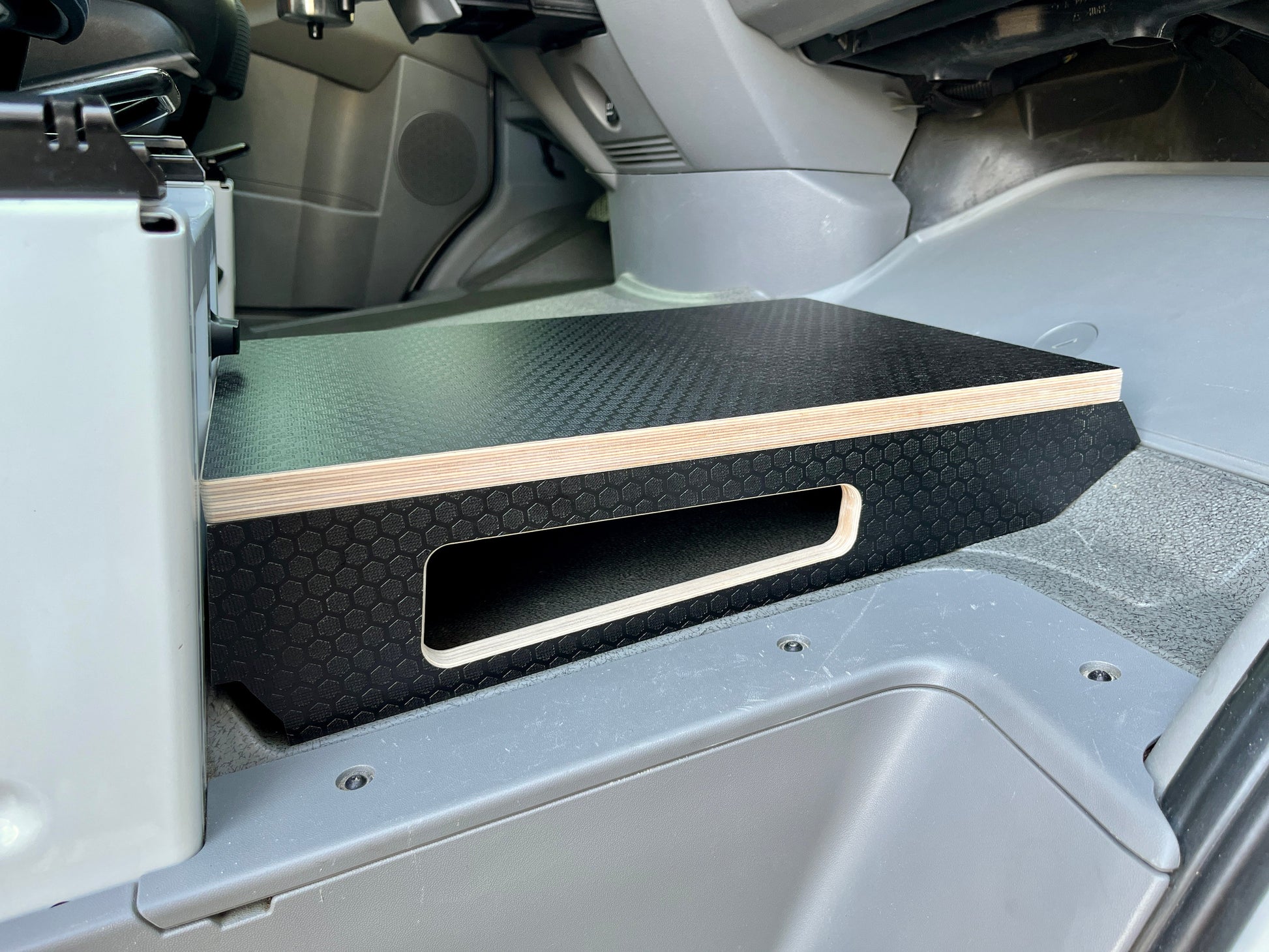 Mercedes Sprinter Passenger Seat Foot Stool + Storage Platform - Black Hex