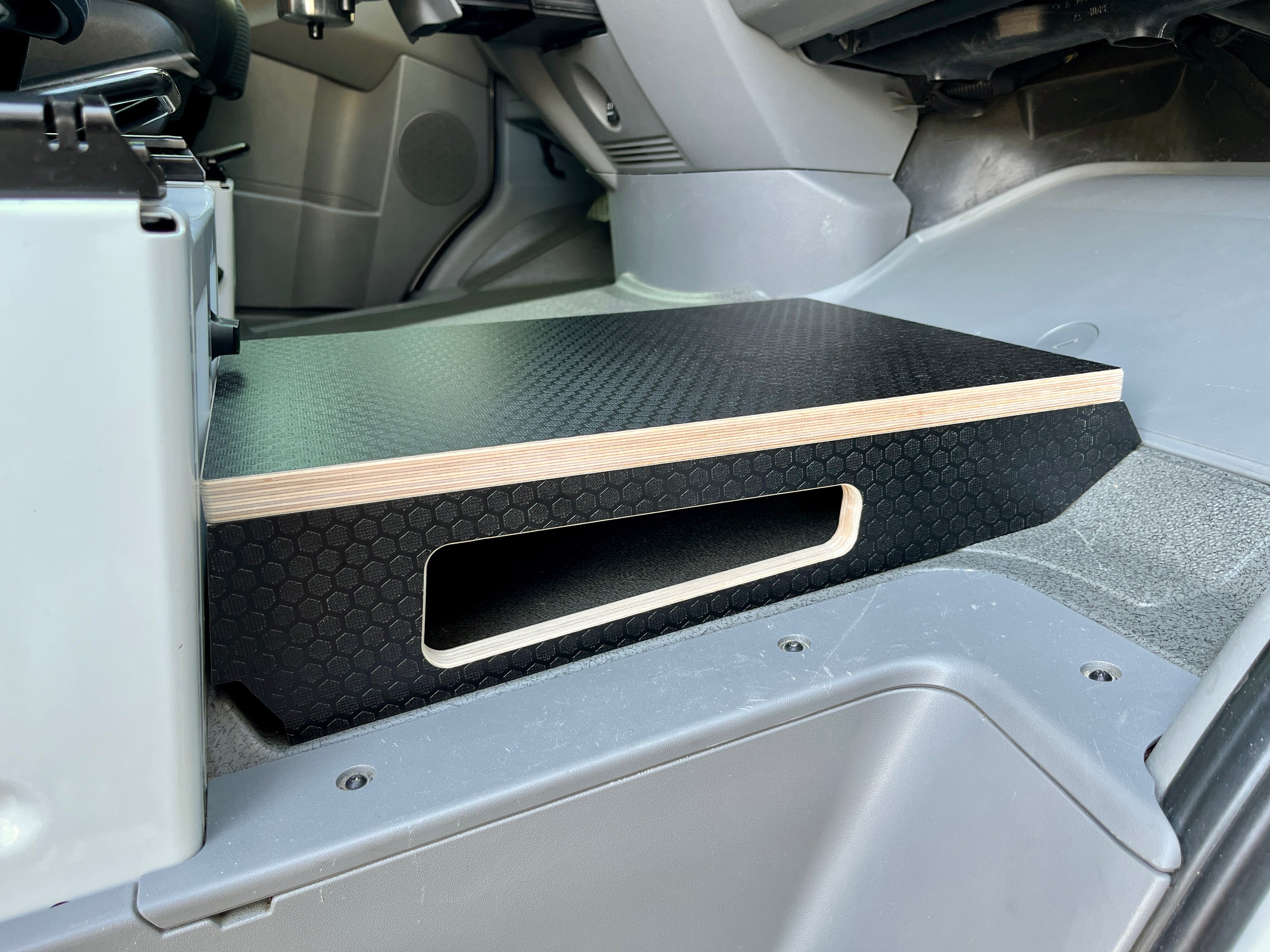 Mercedes Sprinter Passenger Seat Foot Stool + Storage Platform - Black Hex