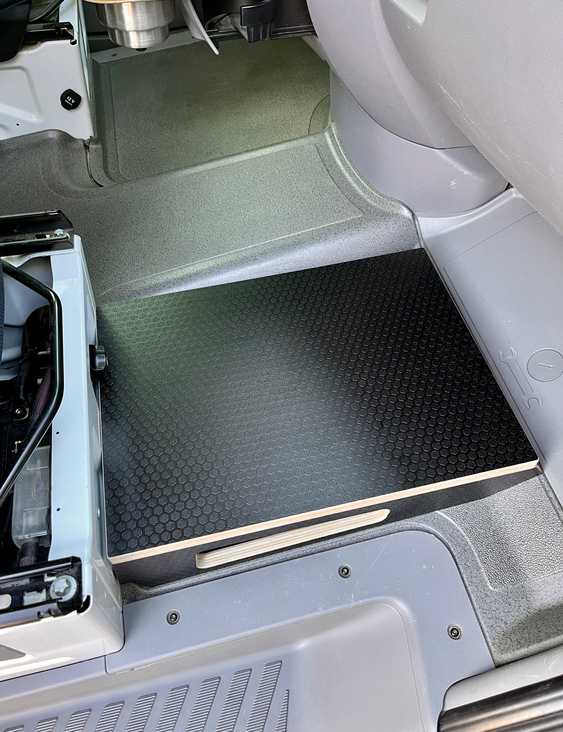 Mercedes Sprinter Passenger Seat Foot Stool + Storage Platform - Black Hex