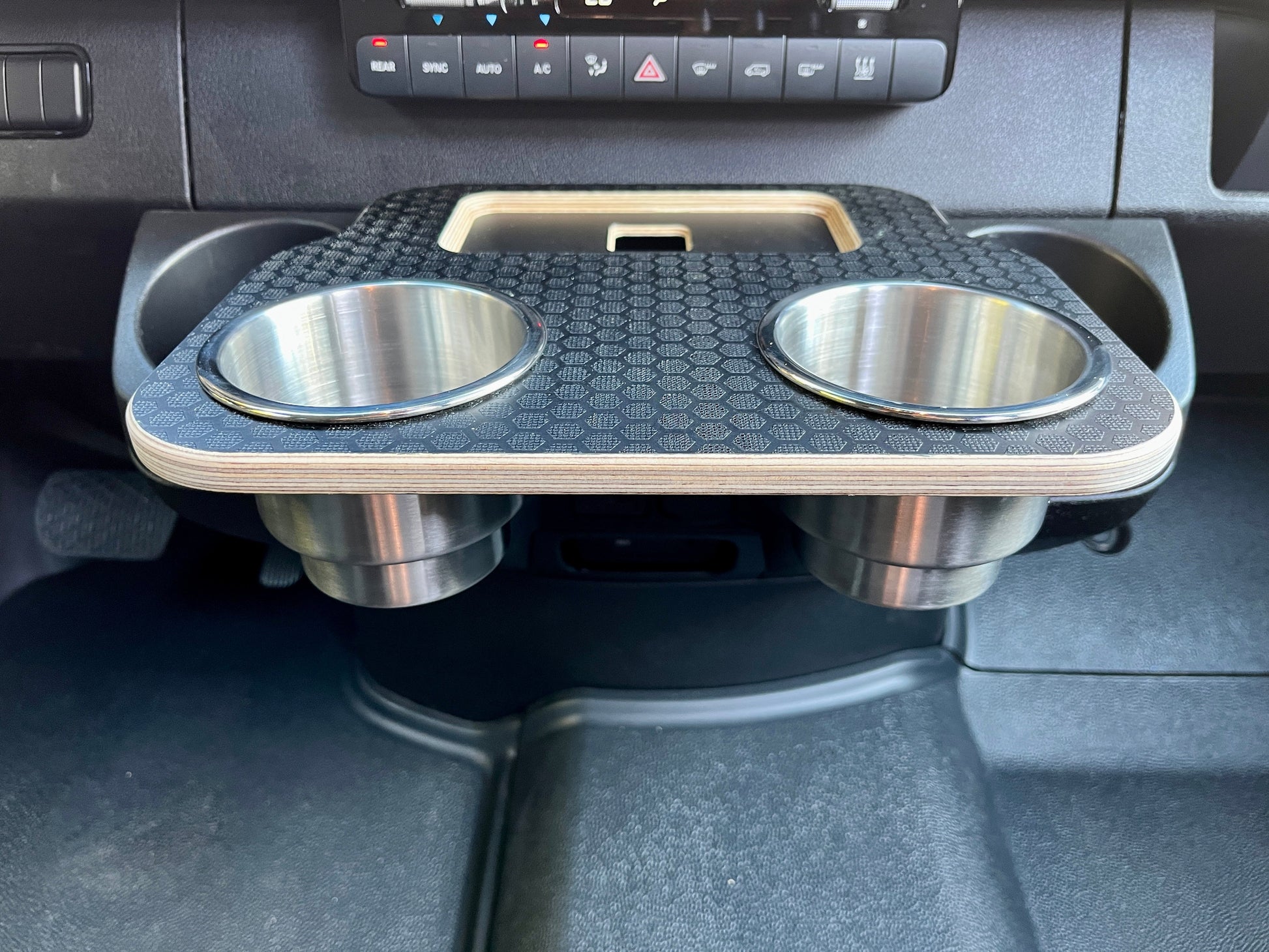 Mercedes Sprinter Front Cup Holder & Snack Tray - Black Hex (2019+)