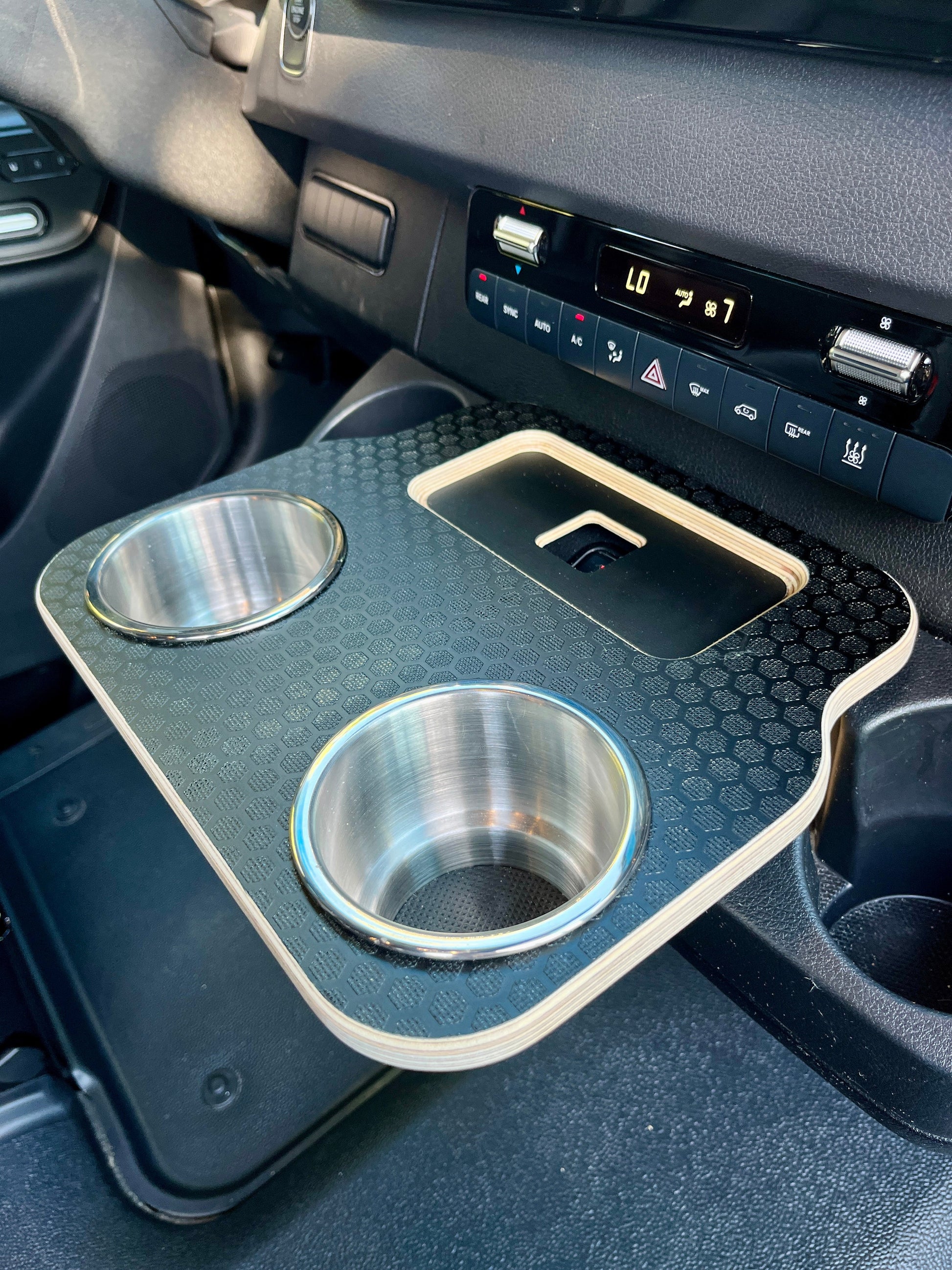 Mercedes Sprinter Front Cup Holder & Snack Tray - Black Hex (2019+)
