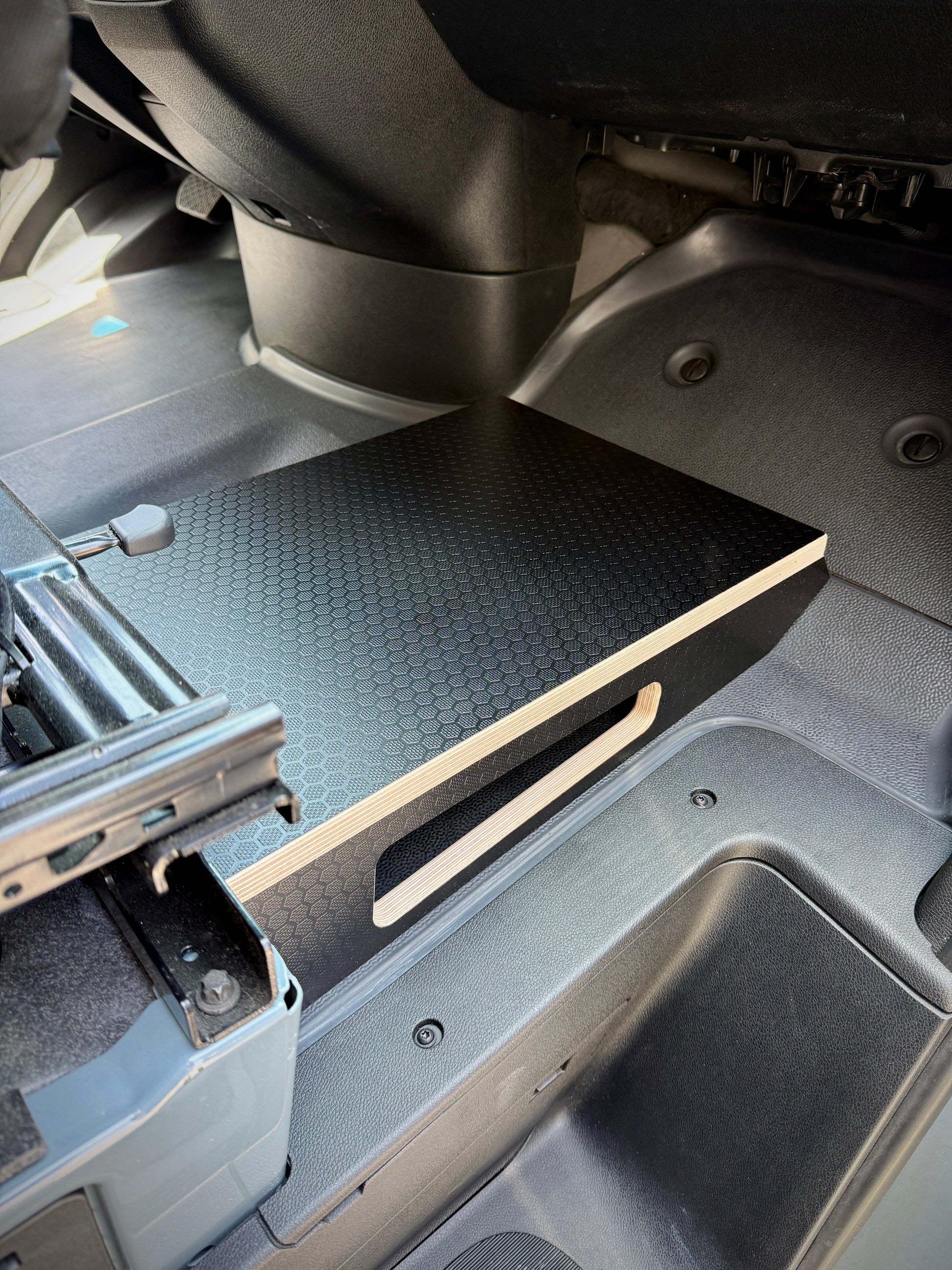 Mercedes Sprinter Passenger Seat Foot Stool + Storage Platform - Black Hex