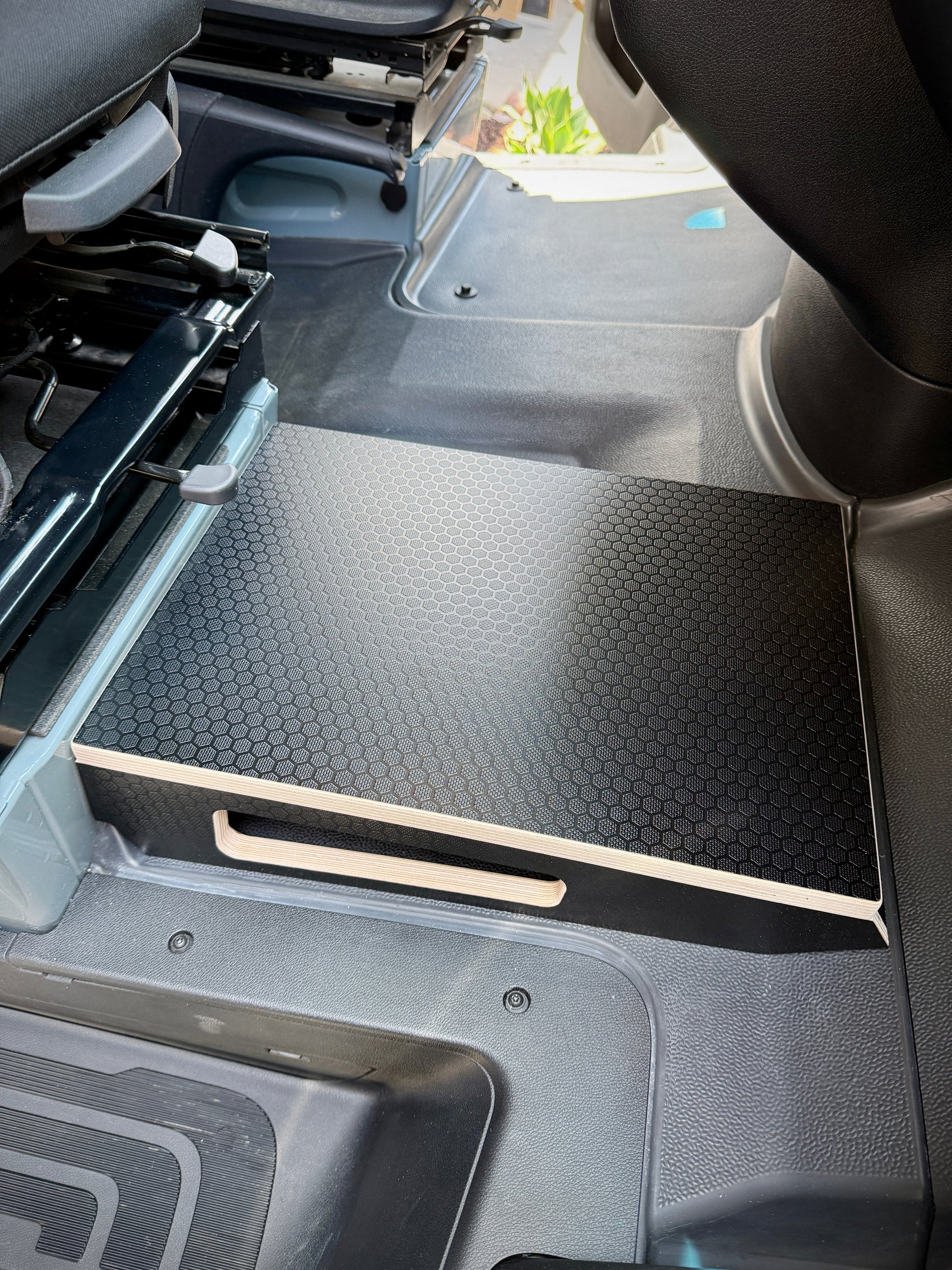 Mercedes Sprinter Passenger Seat Foot Stool + Storage Platform - Black Hex