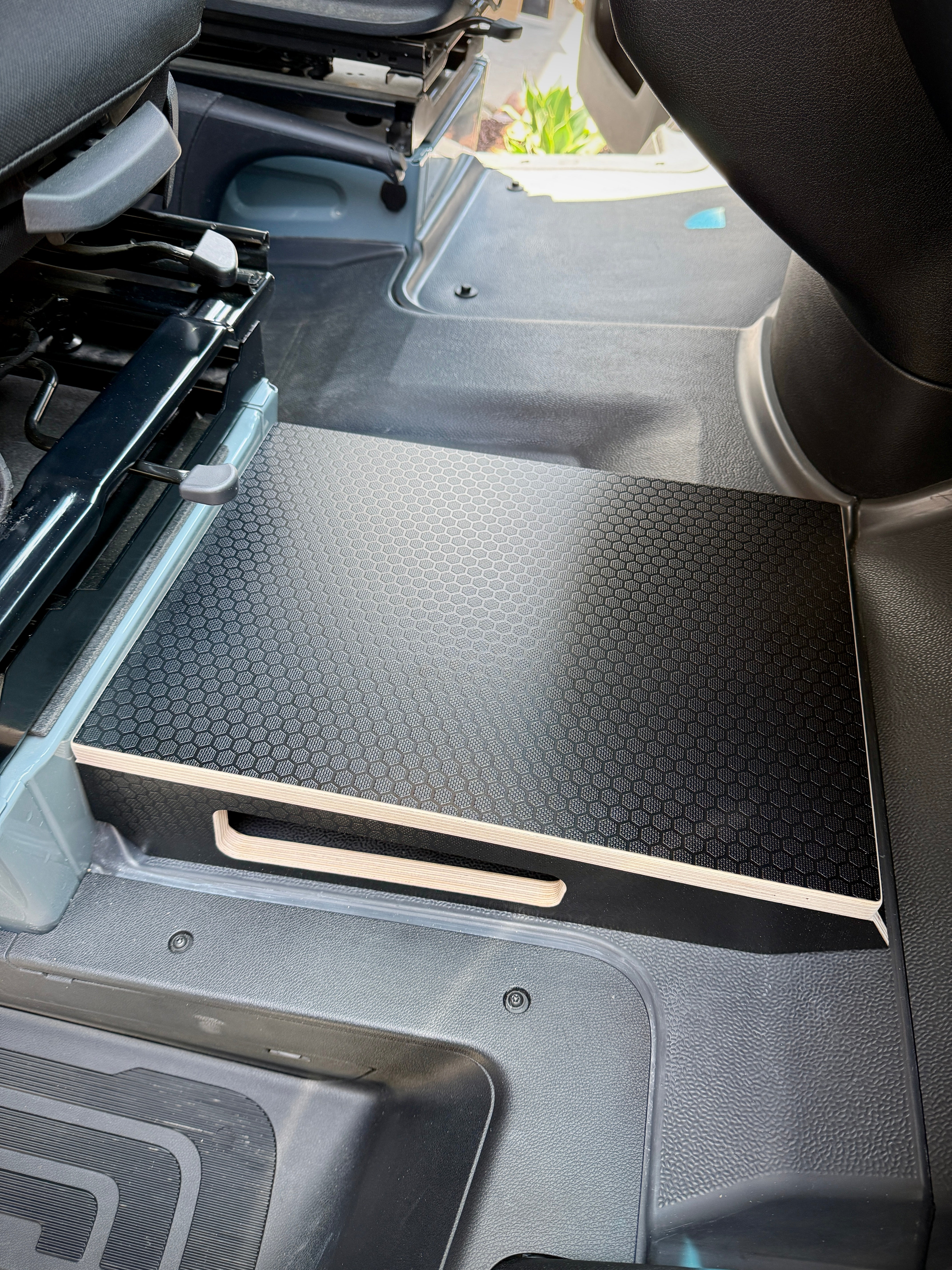 Mercedes Sprinter Passenger Seat Foot Stool + Storage Platform - Black Hex