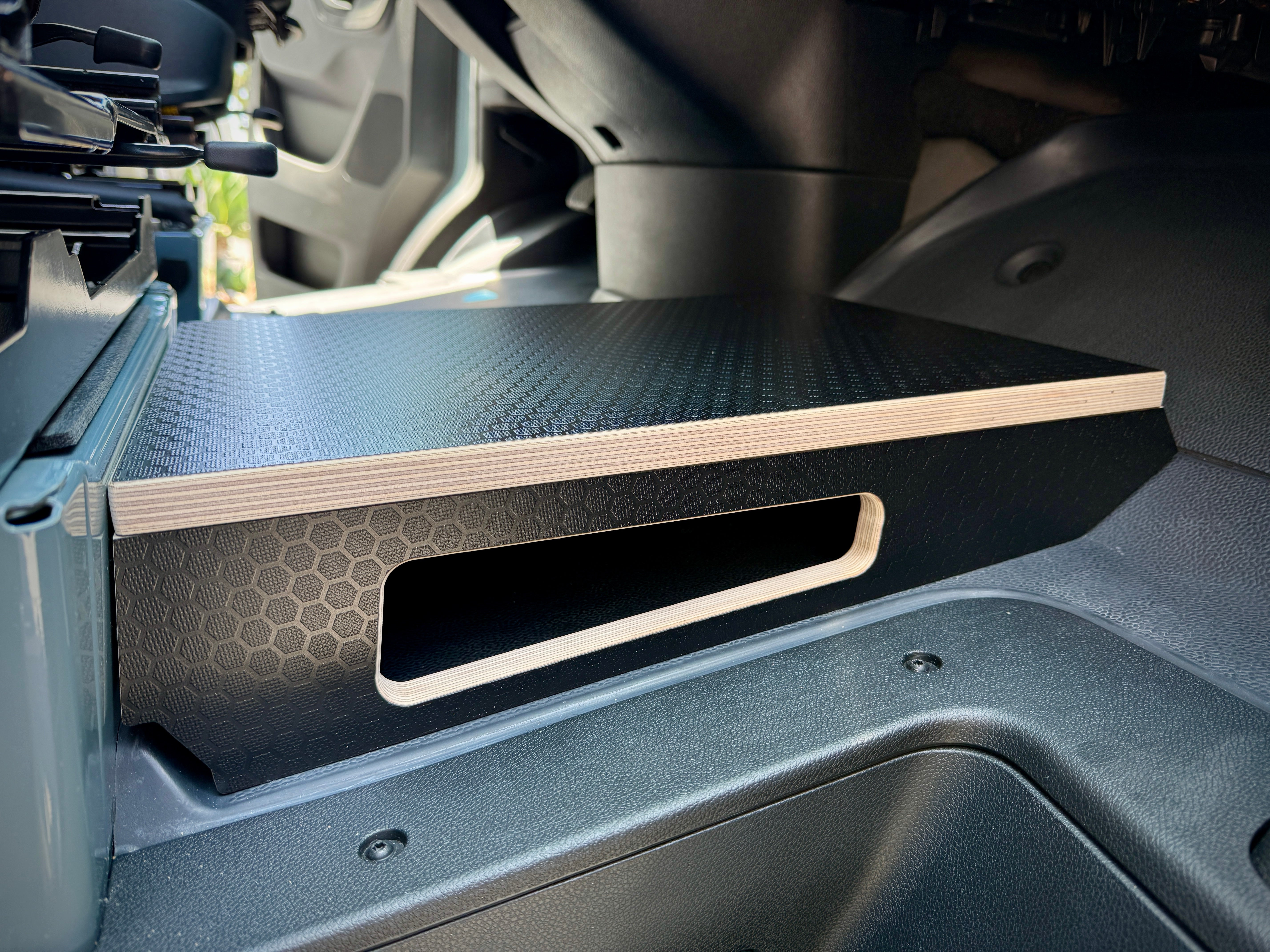 Mercedes Sprinter Passenger Seat Foot Stool + Storage Platform - Black Hex