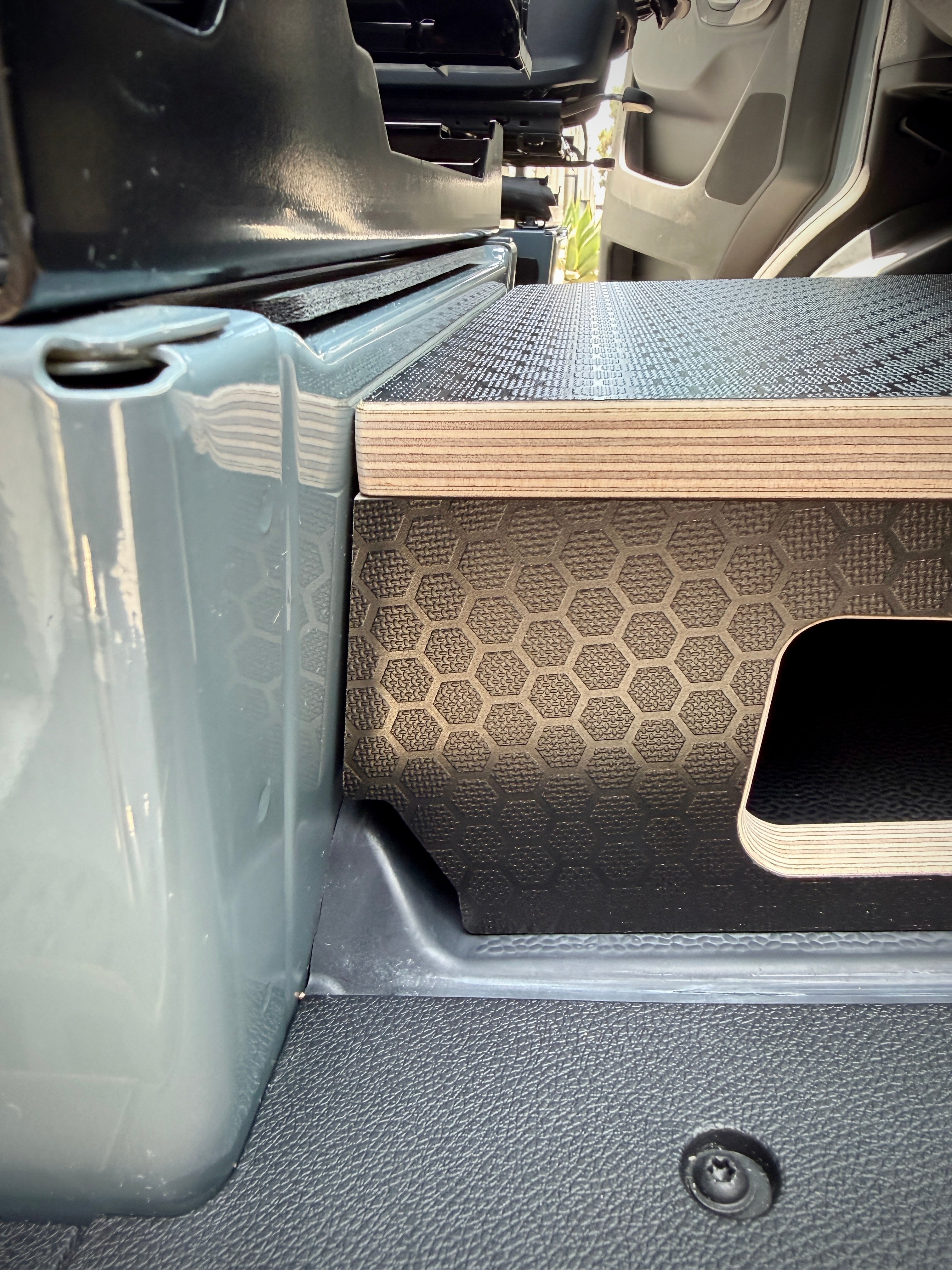 Mercedes Sprinter Passenger Seat Foot Stool + Storage Platform - Black Hex