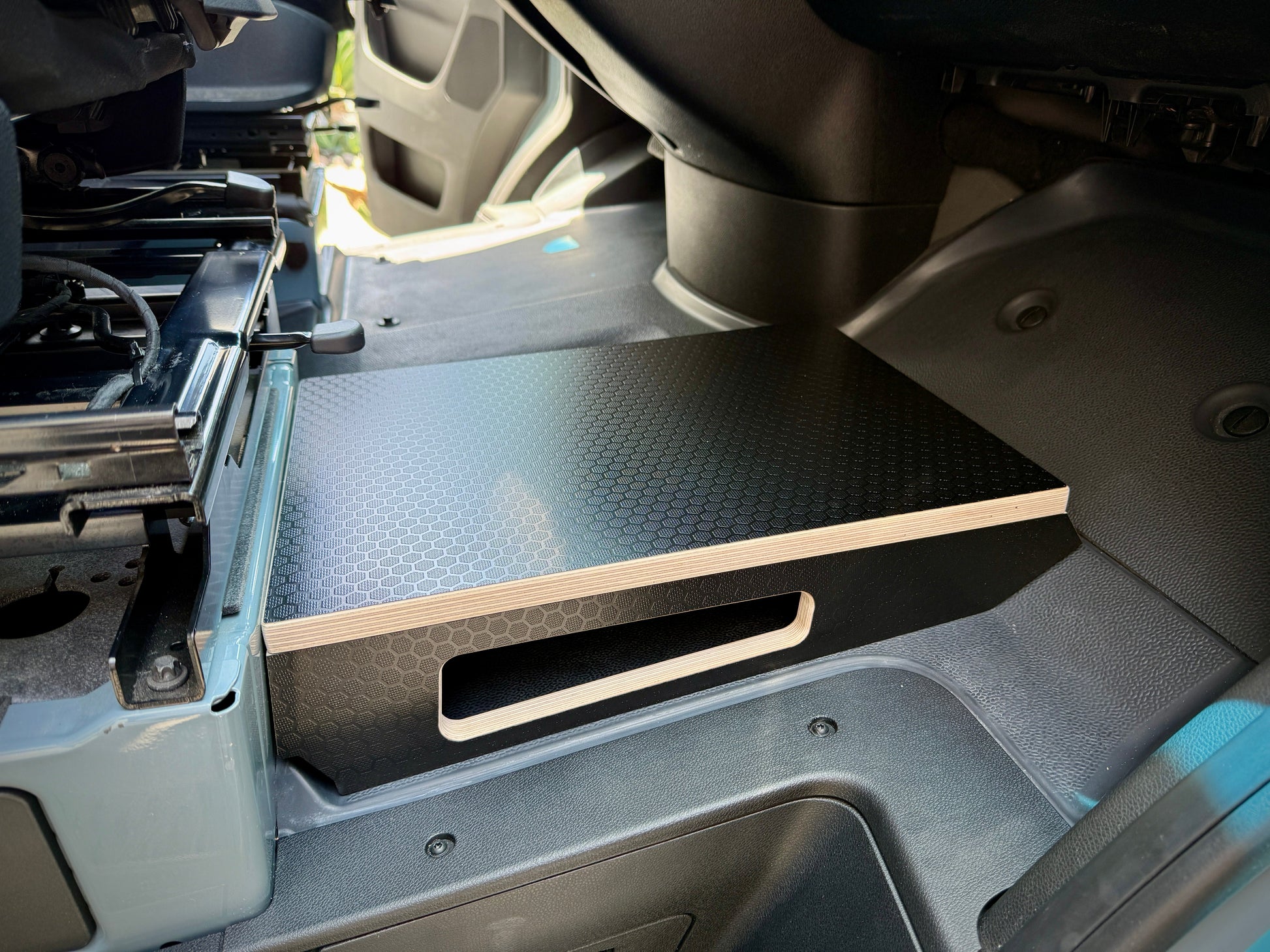 Mercedes Sprinter Passenger Seat Foot Stool + Storage Platform - Black Hex