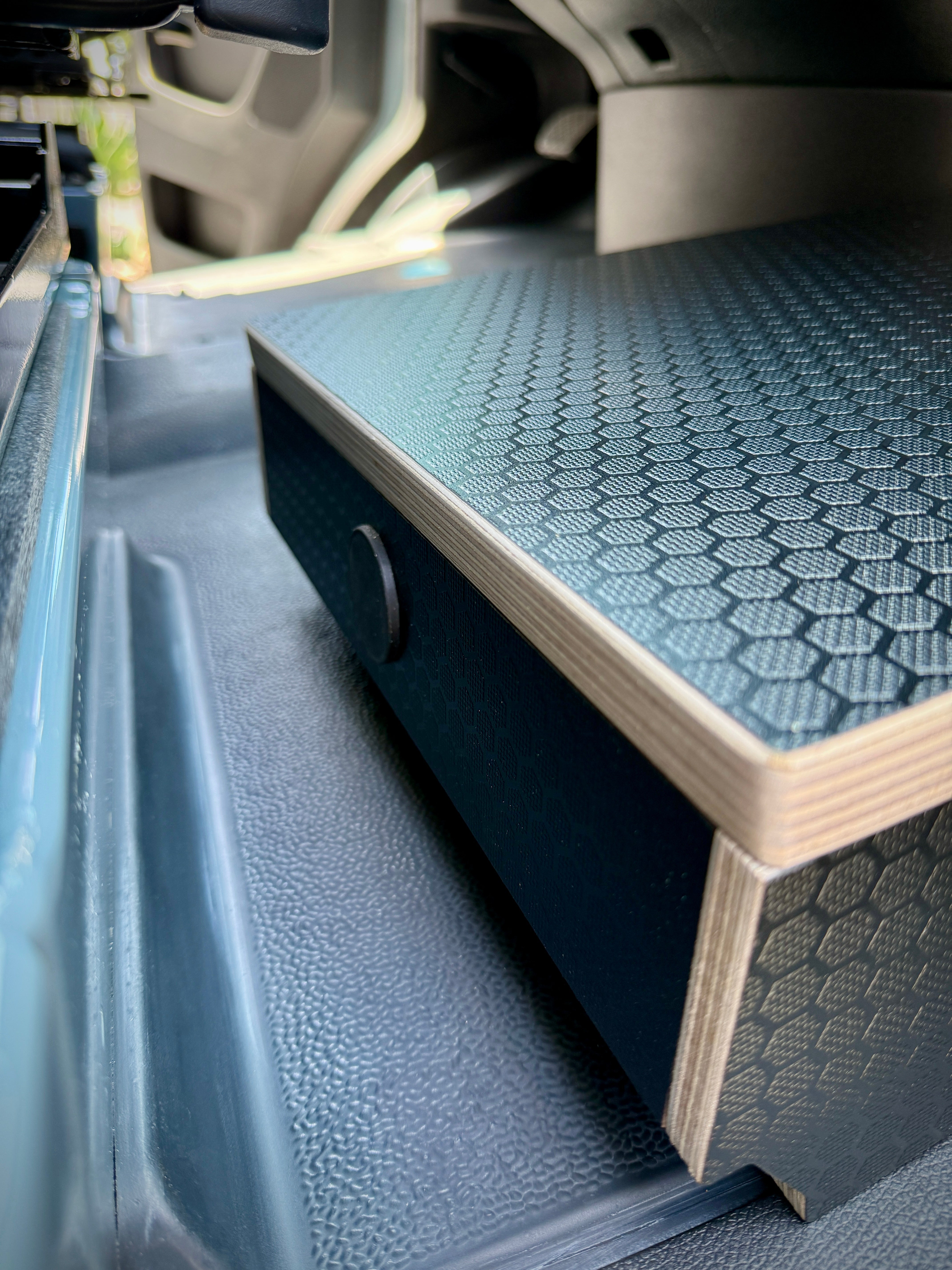 Mercedes Sprinter Passenger Seat Foot Stool + Storage Platform - Black Hex