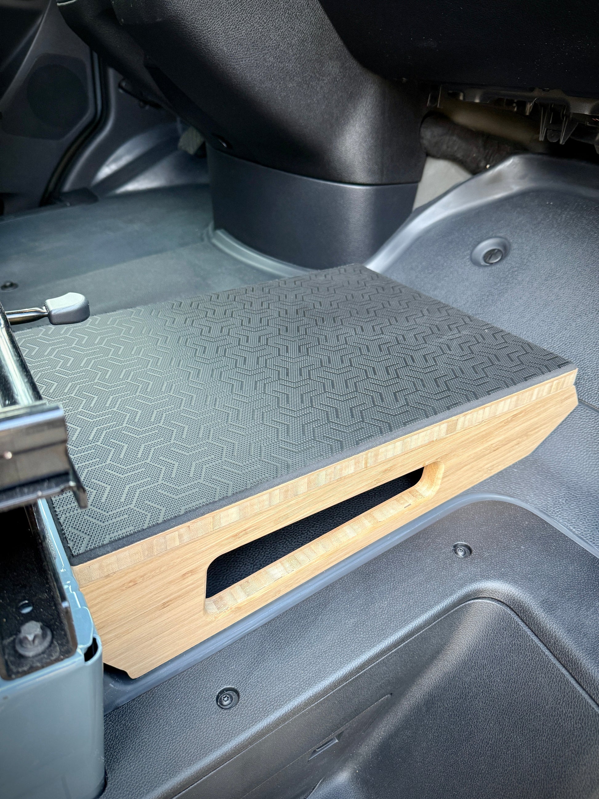 Mercedes Sprinter Passenger Seat Foot Stool + Storage Platform - Bamboo