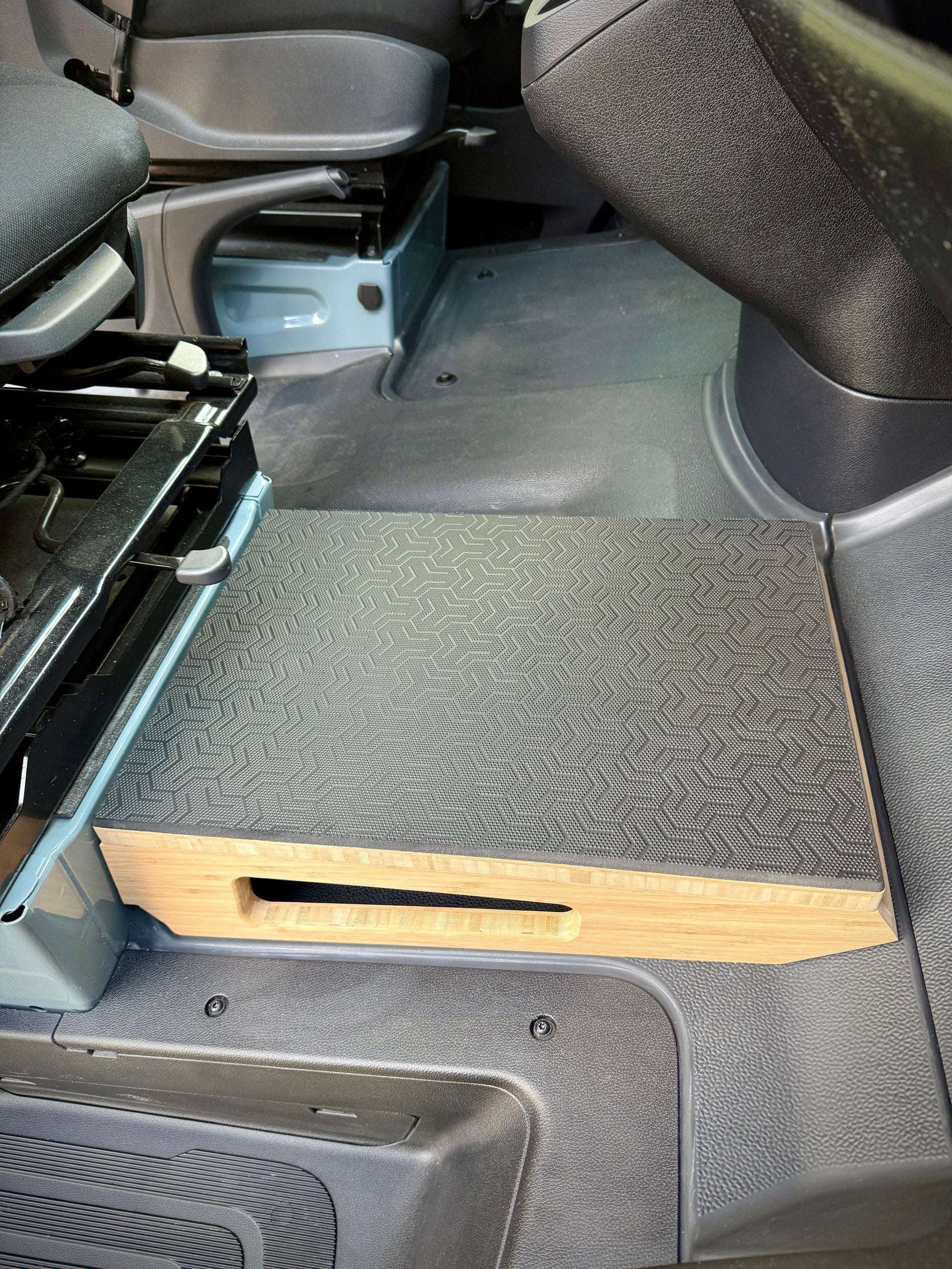 Mercedes Sprinter Passenger Seat Foot Stool + Storage Platform - Bamboo