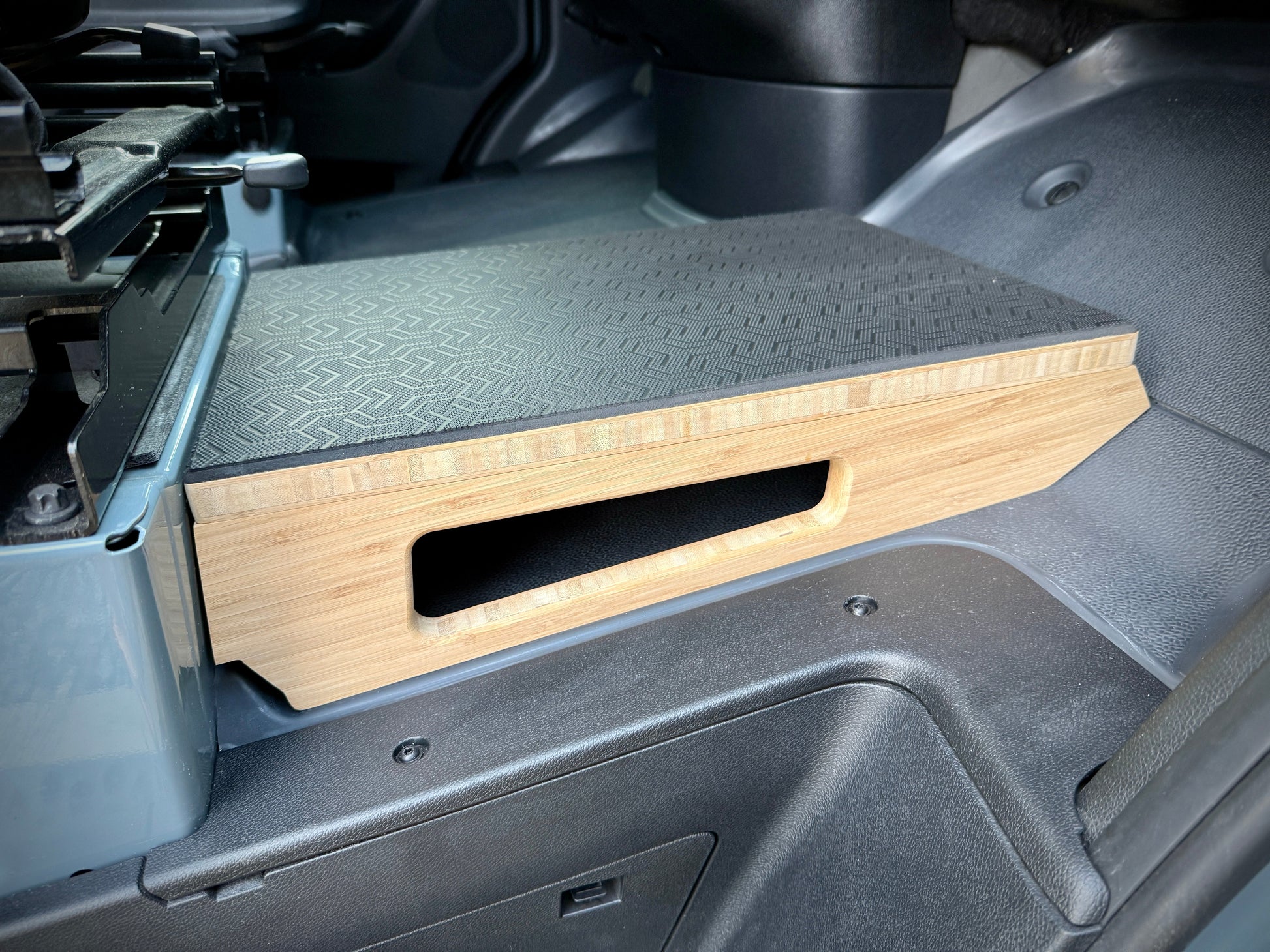 Mercedes Sprinter Passenger Seat Foot Stool + Storage Platform - Bamboo
