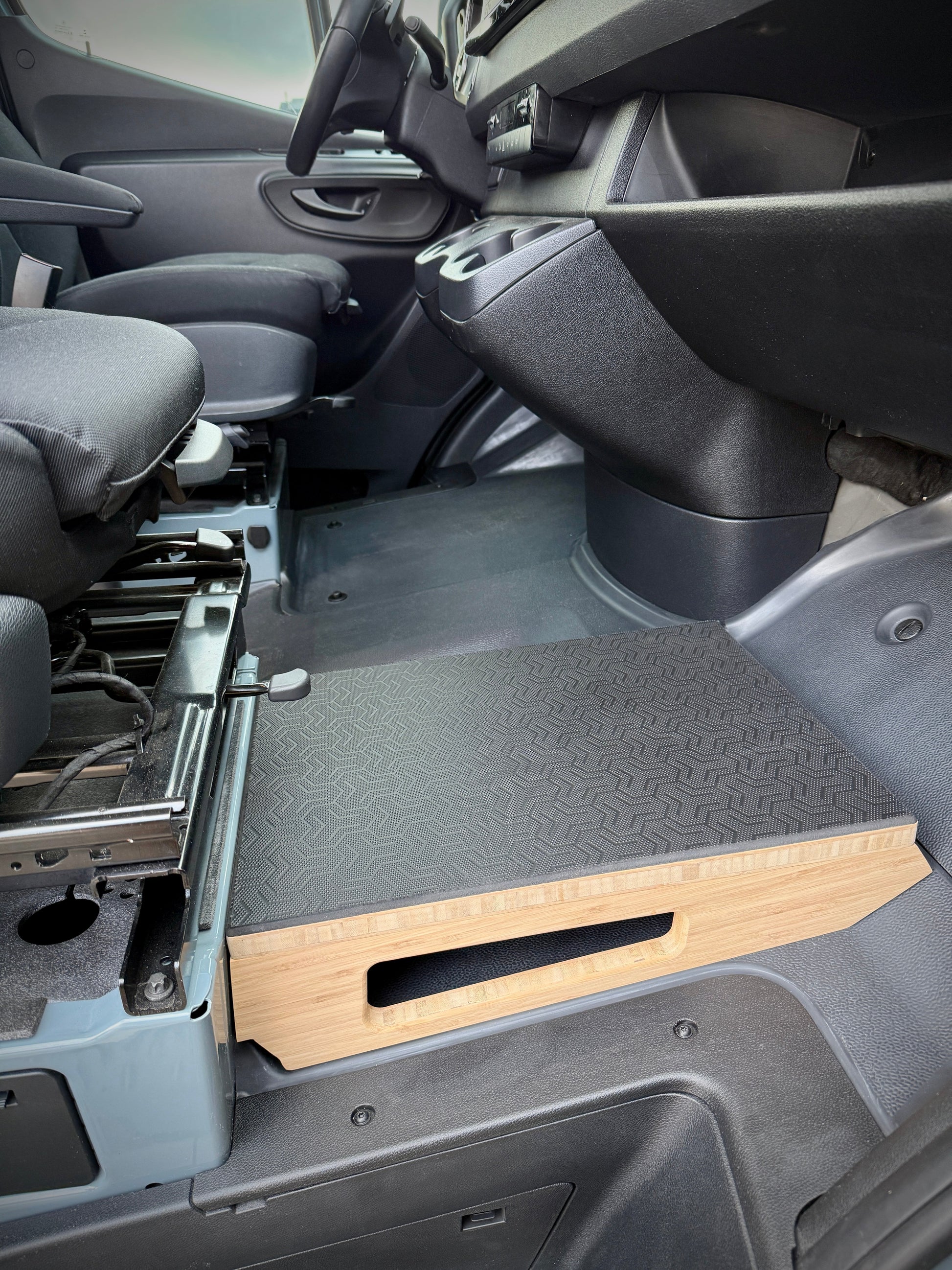 Mercedes Sprinter Passenger Seat Foot Stool + Storage Platform - Bamboo