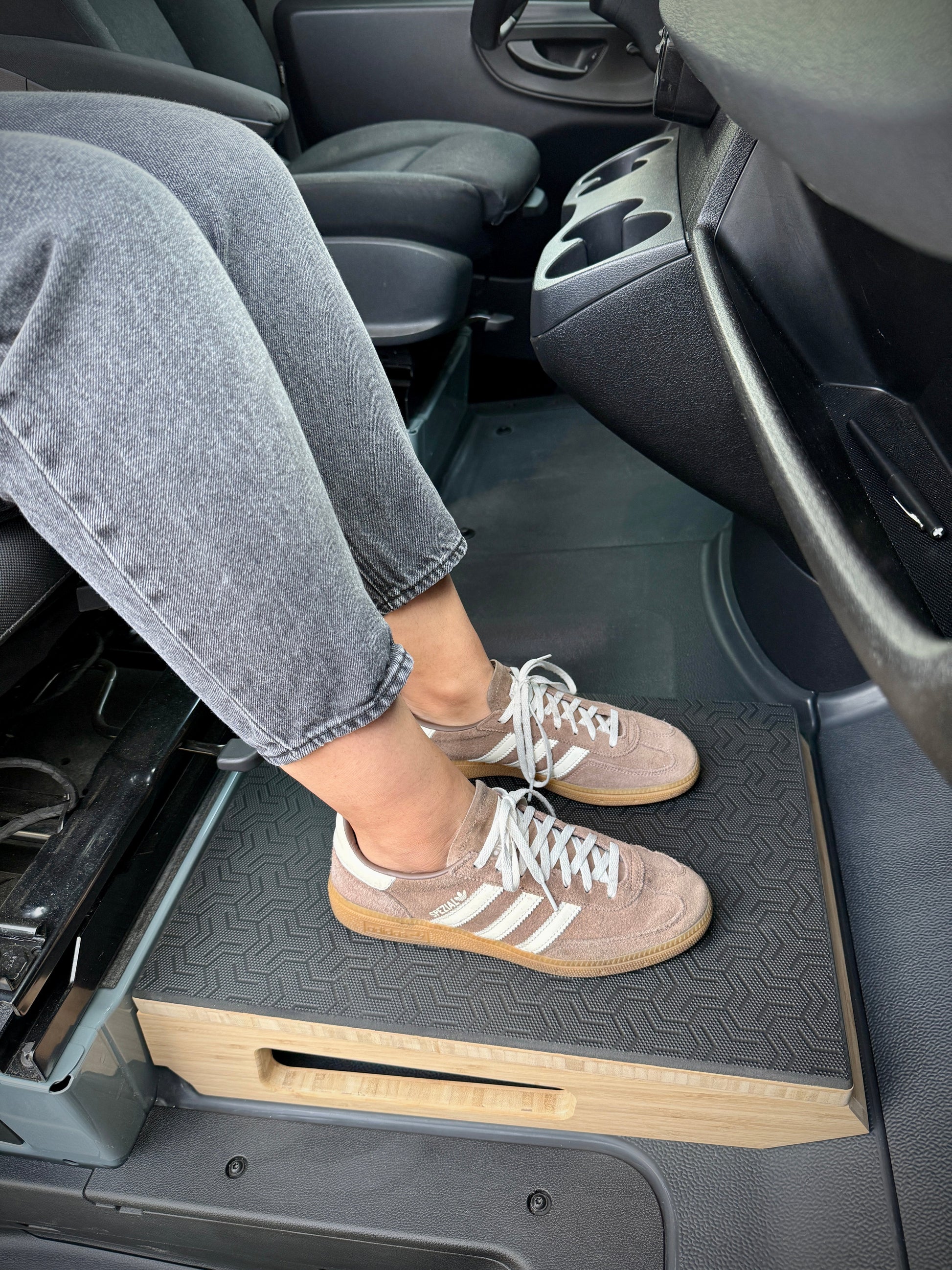Mercedes Sprinter Passenger Seat Foot Stool + Storage Platform - Bamboo
