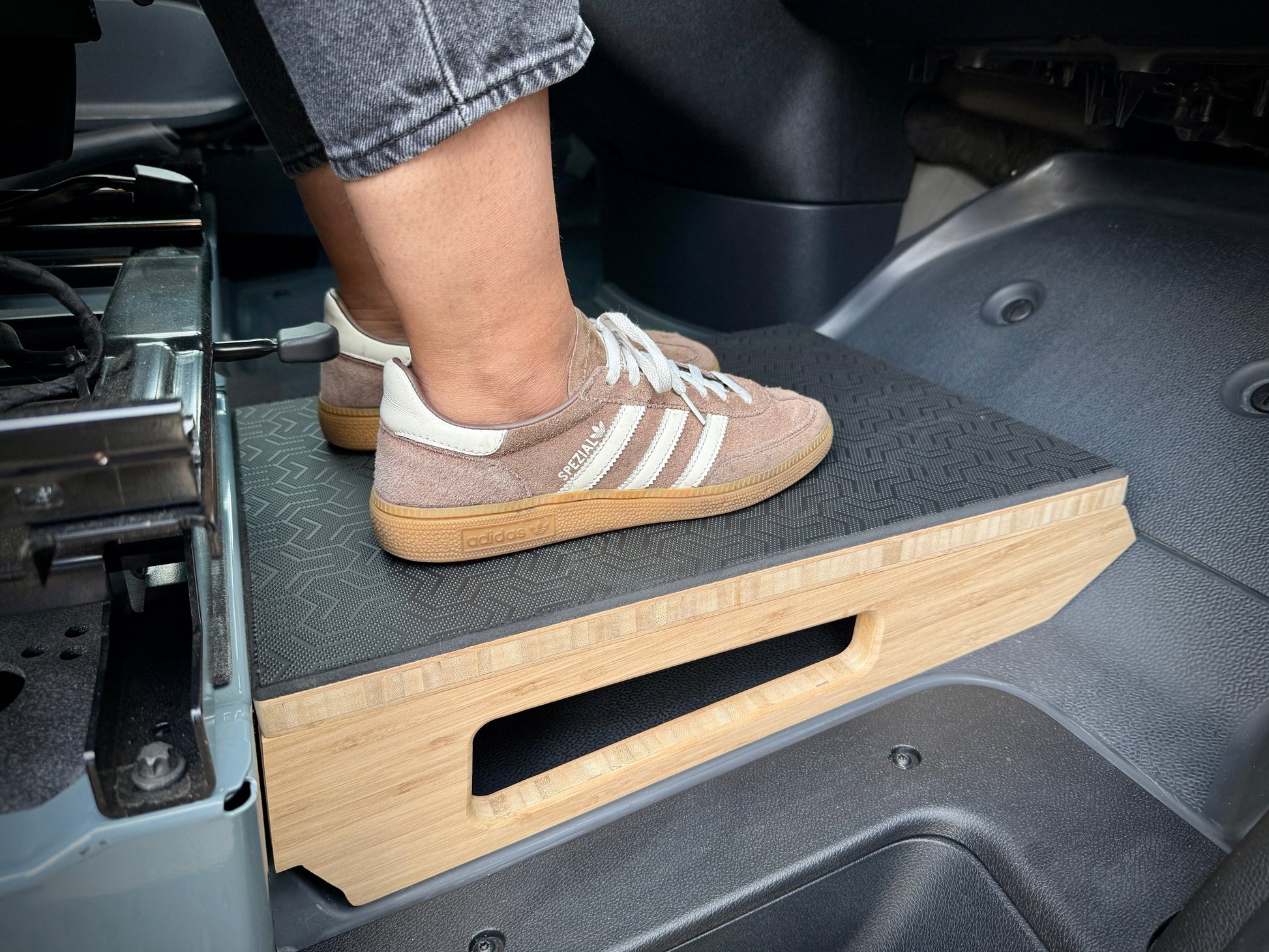 Mercedes Sprinter Passenger Seat Foot Stool + Storage Platform - Bamboo