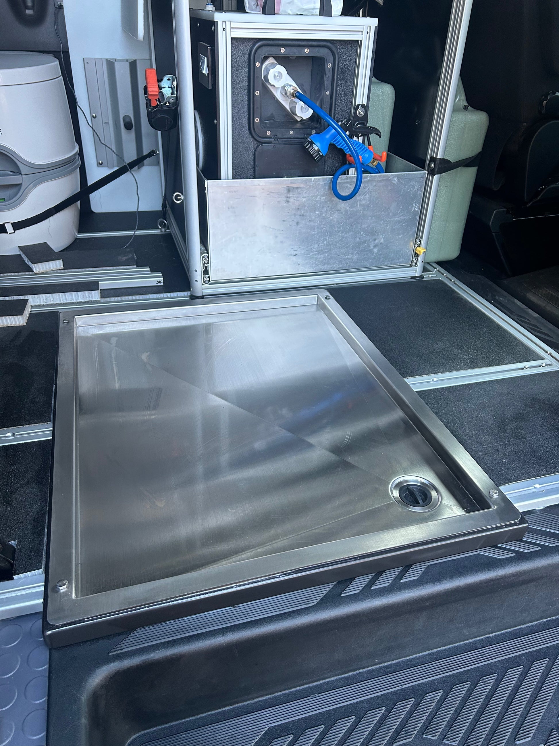 Tetravan Flush Mounting (In-Floor) Shower Pan - Stainless Steel