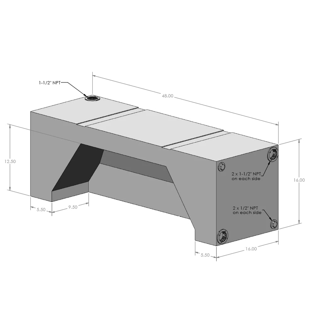 35 Gallon Wheel Well Water Tank - Sprinter/Transit (Driver or Passenger Side)